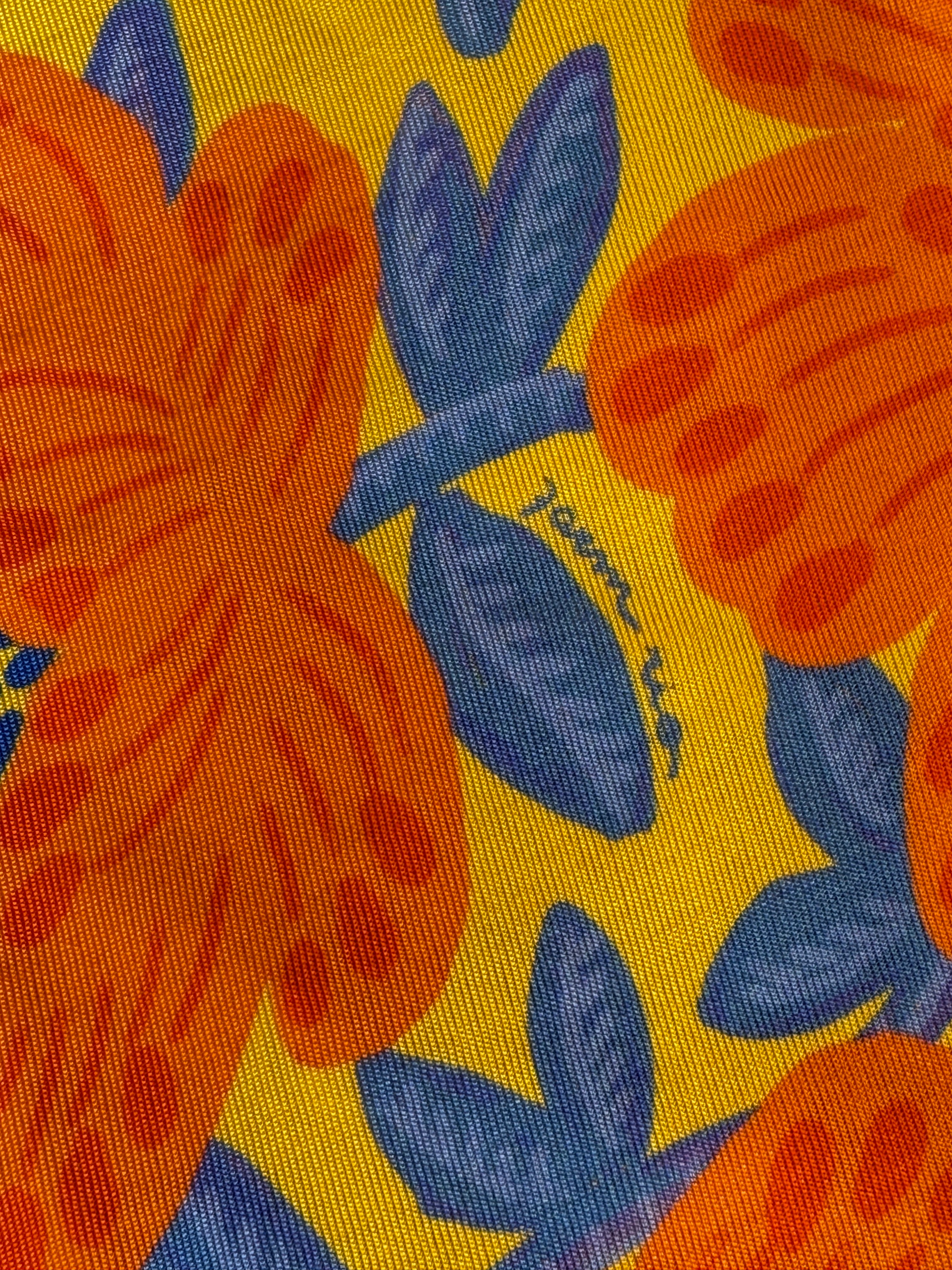 Orange/Pink Floral Lightweight Rayon Jersey