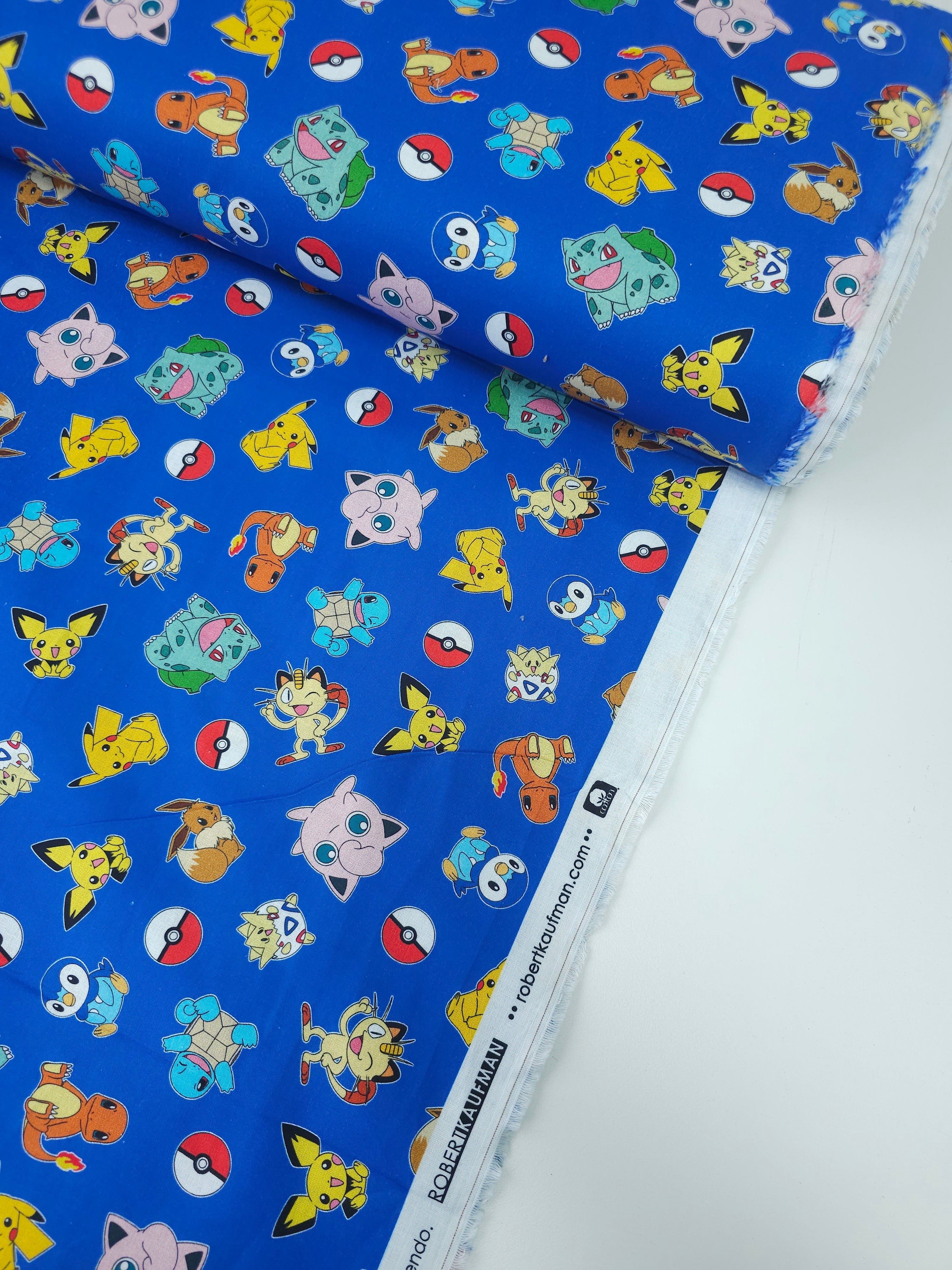 Blue P*O*K*E*M*O*N Characters 100% Cotton