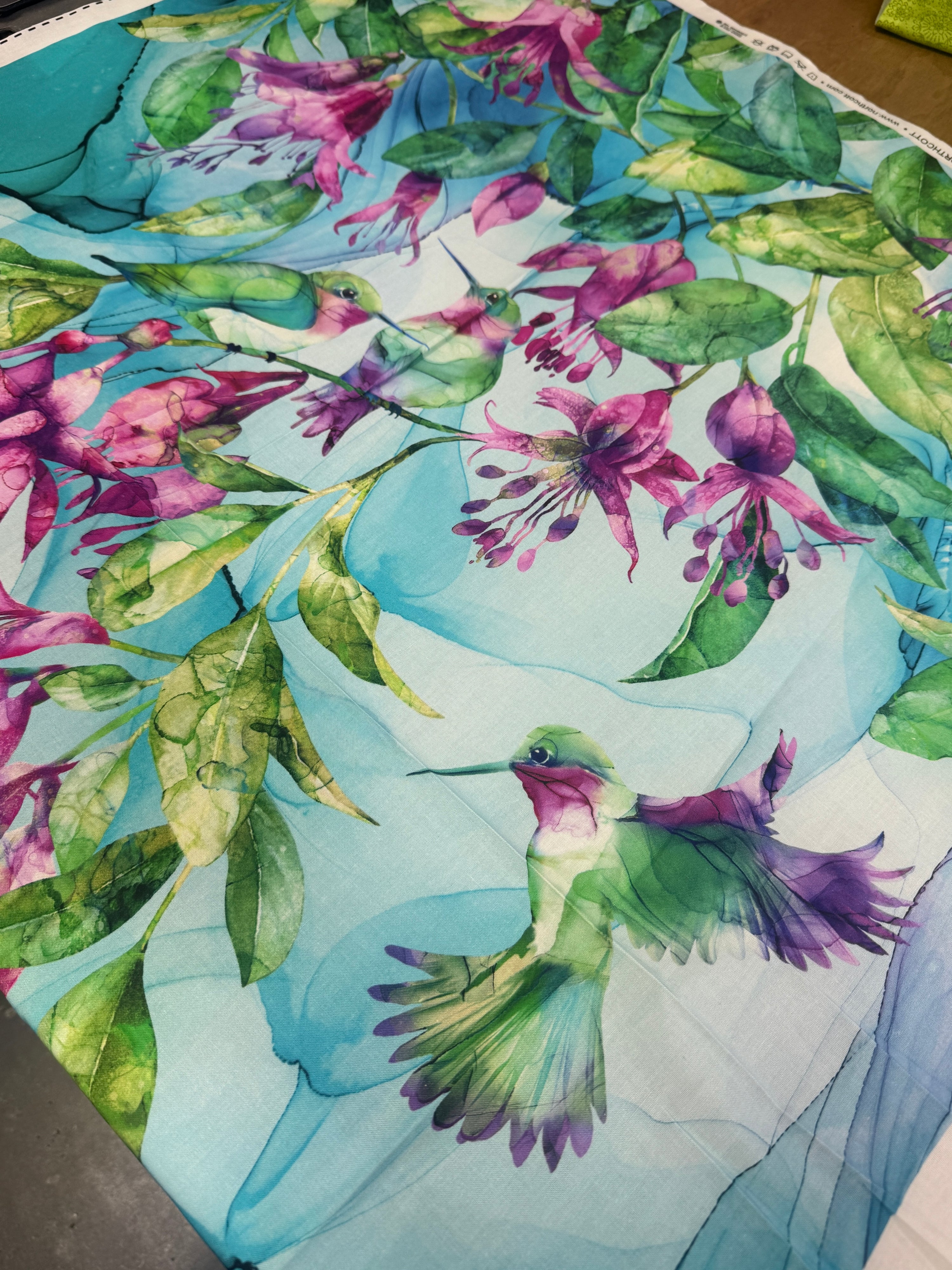 Hummingbird Floral Valley 100% Cotton - 75cm Panel