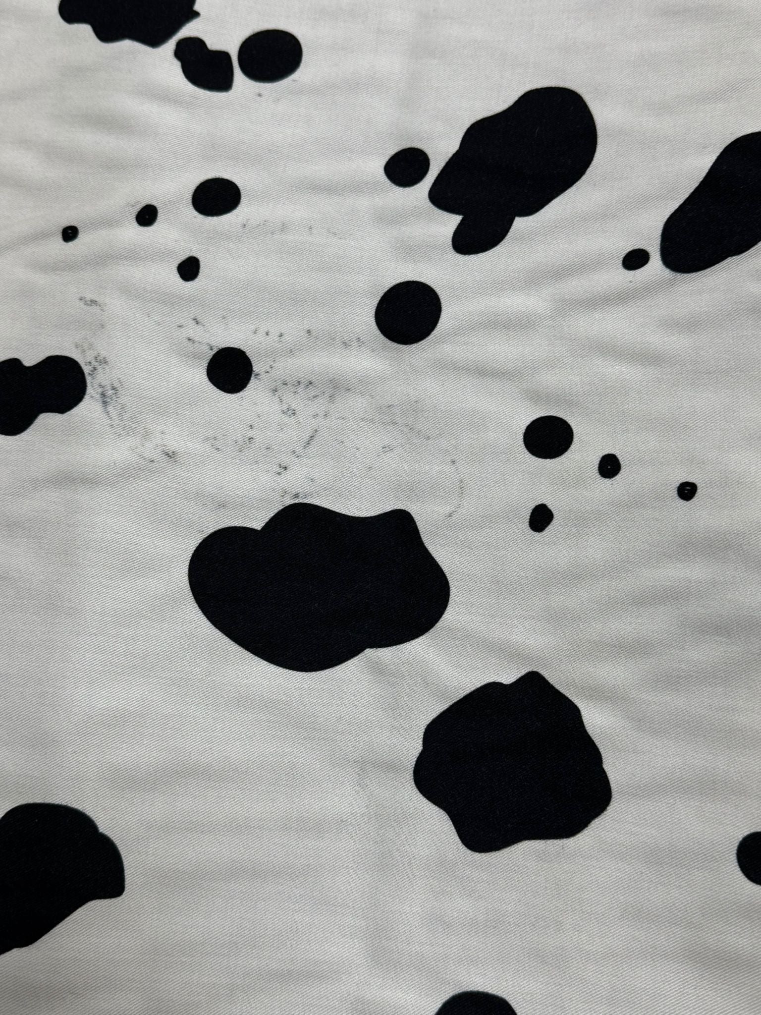 Ivory/Black Irregular Cow Viscose Twill *DEFECT*