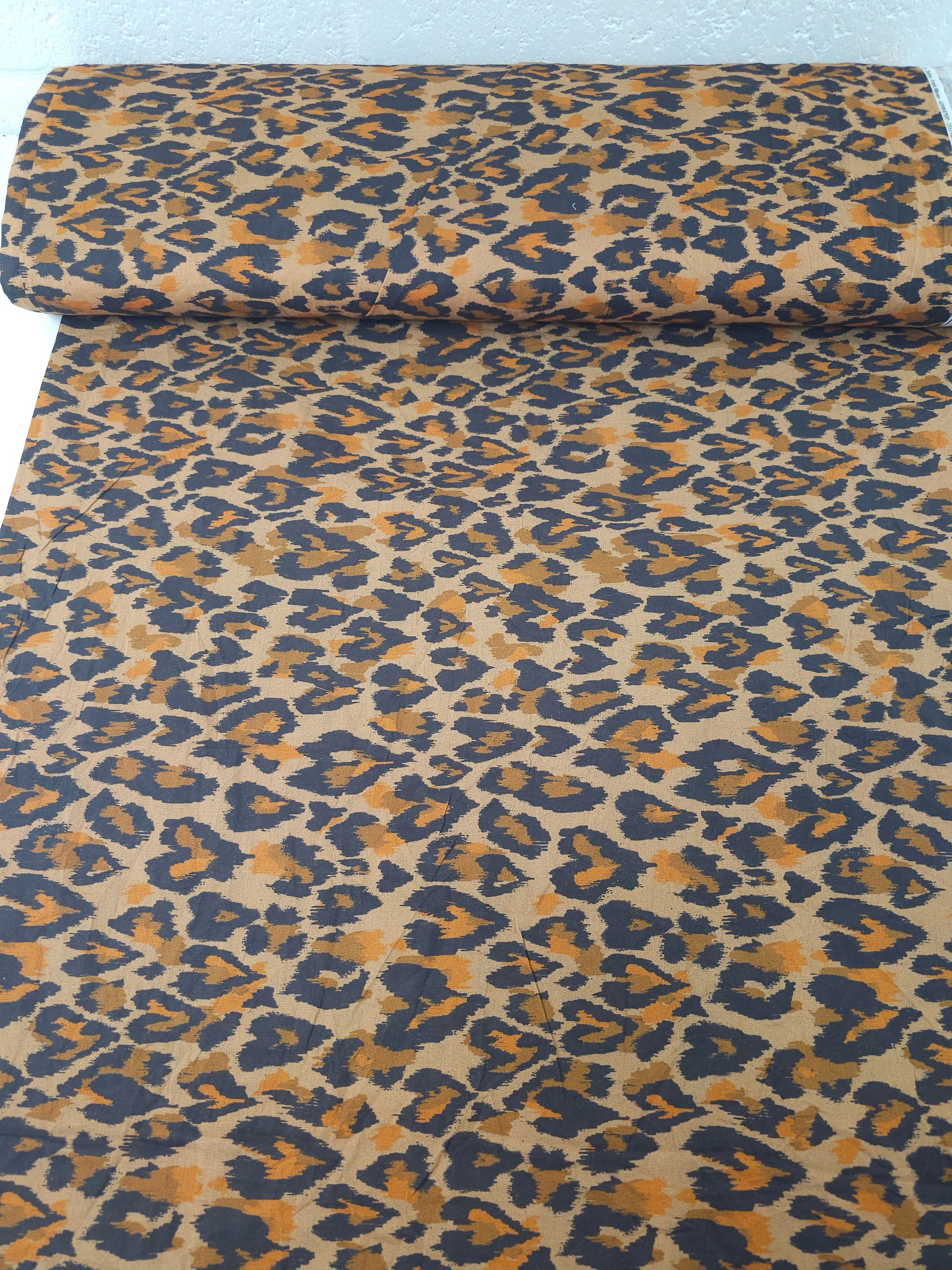 Orange/Brown Blurred Heart Leopard 100% Cotton 108" *EXTRA WIDE*