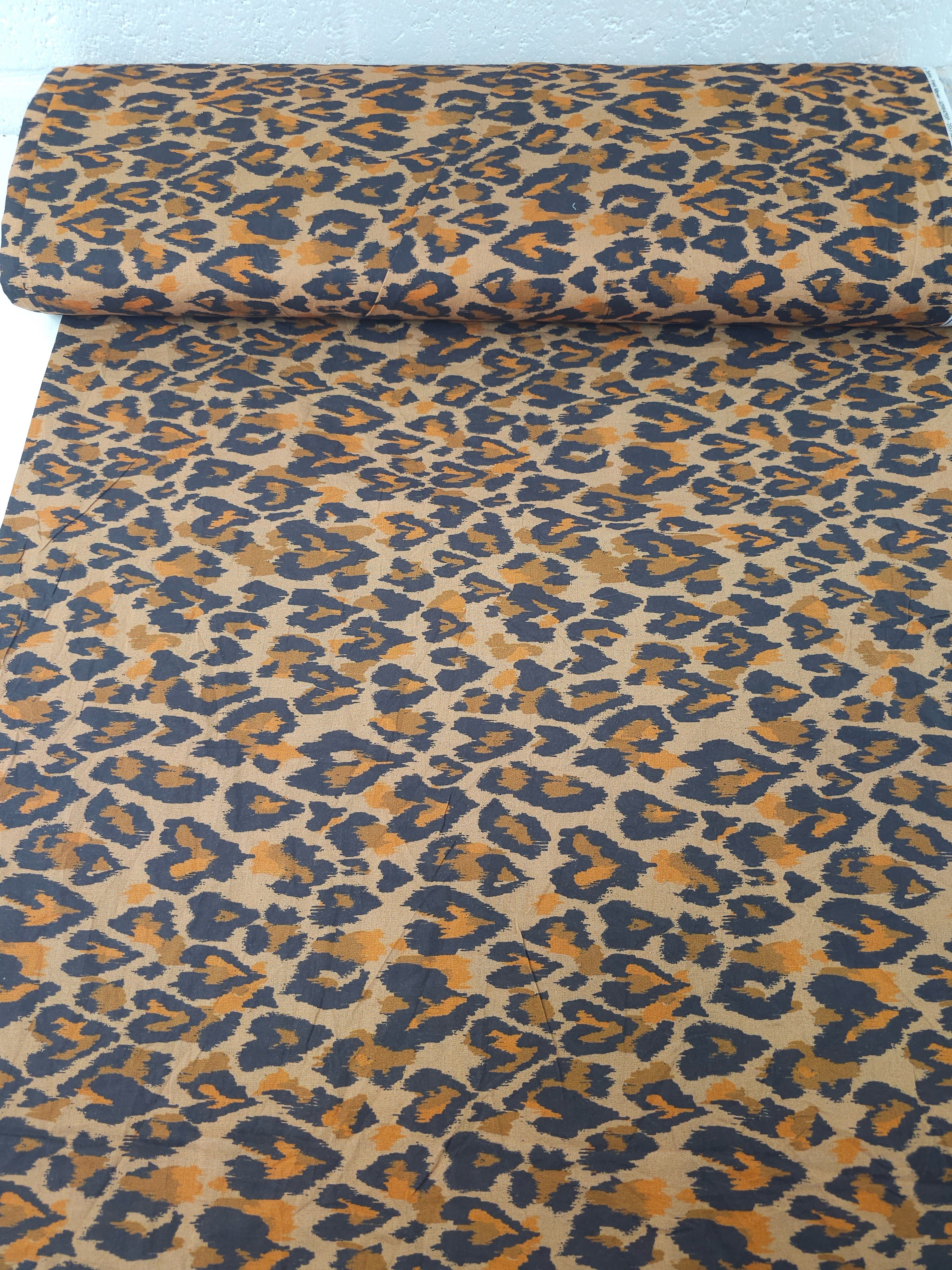 Orange/Brown Blurred Heart Leopard 100% Cotton 108" *EXTRA WIDE*
