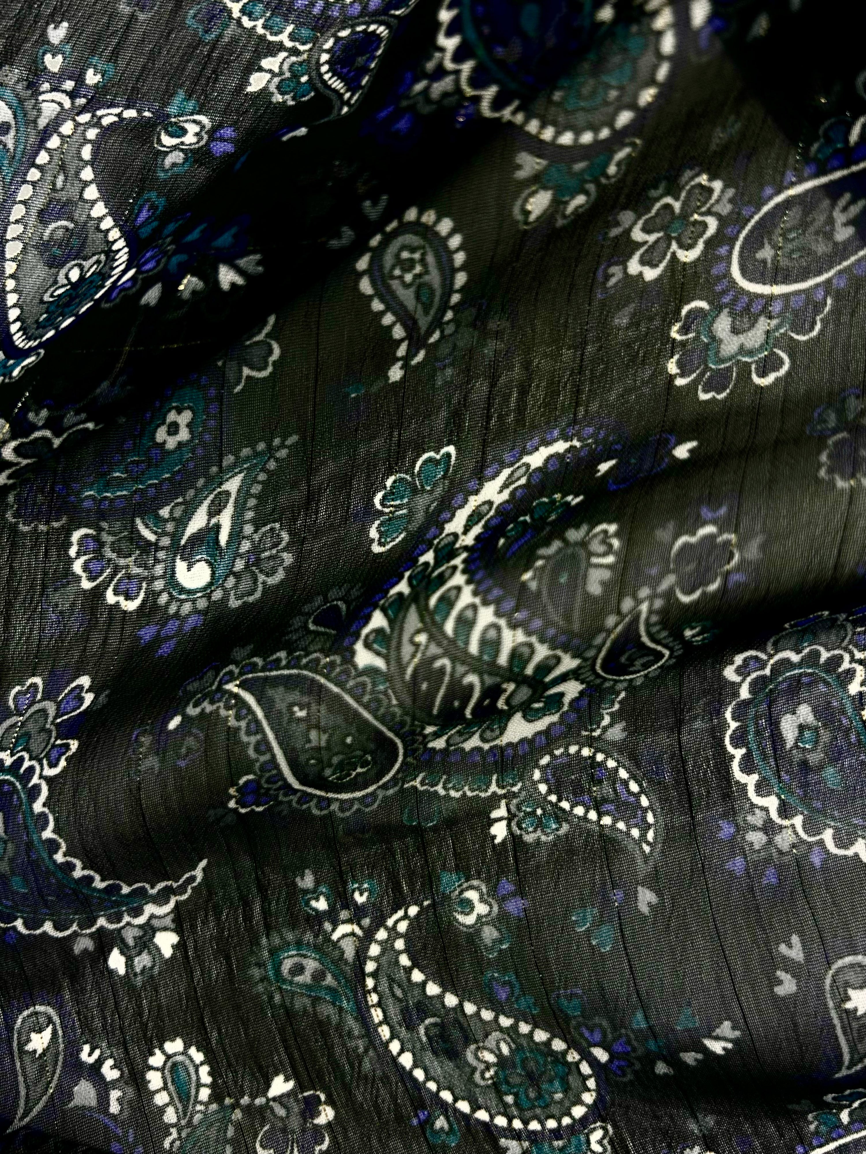 Black Teardrop Floral Poly Chifon - 2.6m Piece