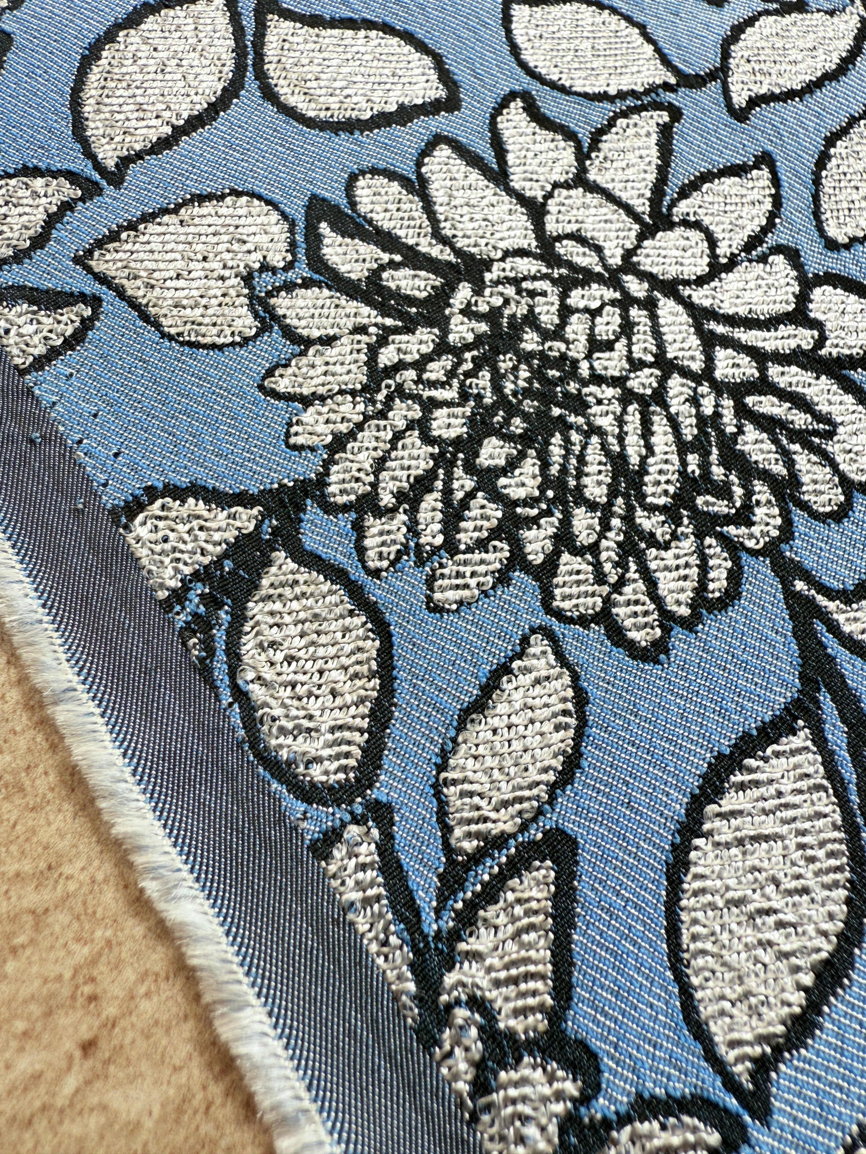 *PRE ORDER* Powder Blue/Silver Floral Jacquard