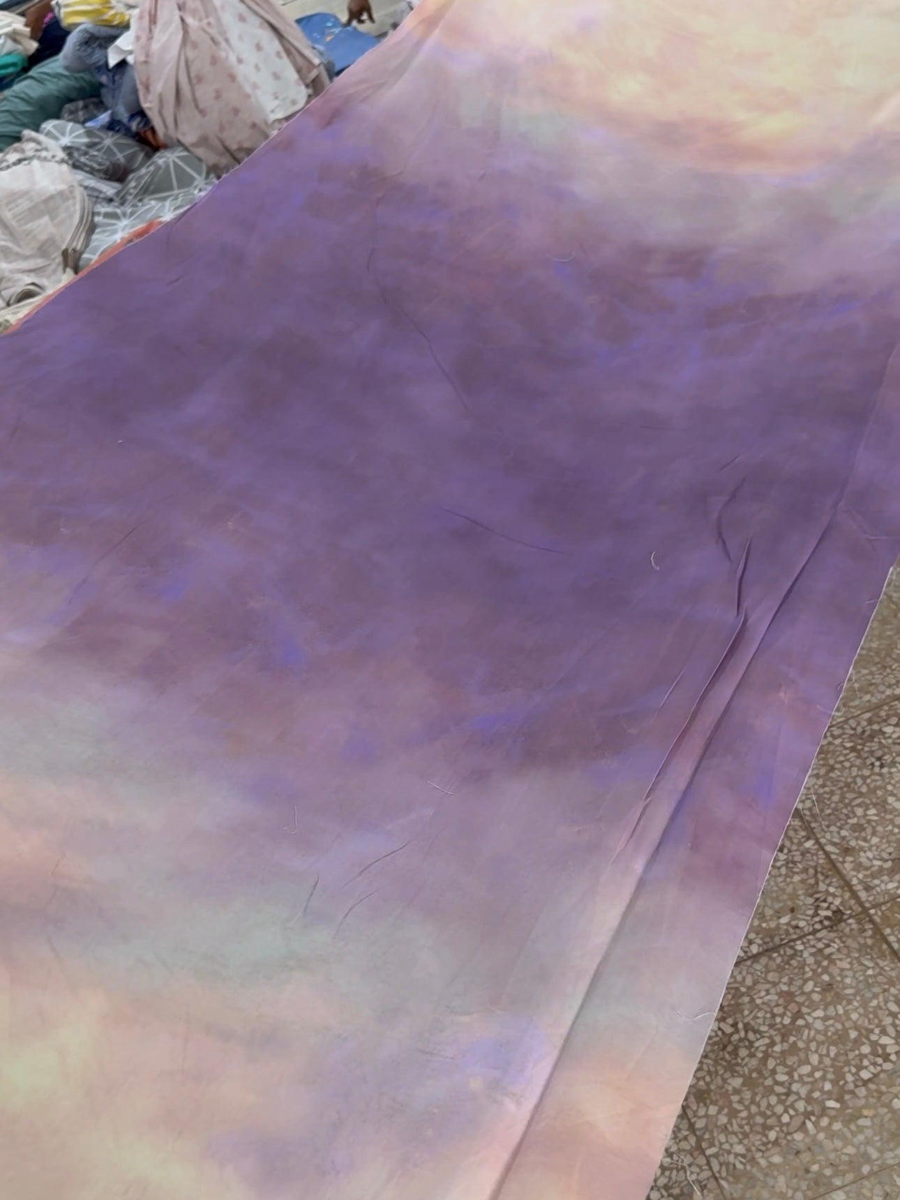 Cream/Purple Tie Dye 100% Cotton 106" - Robert Kaufman *EXTRA WIDE*