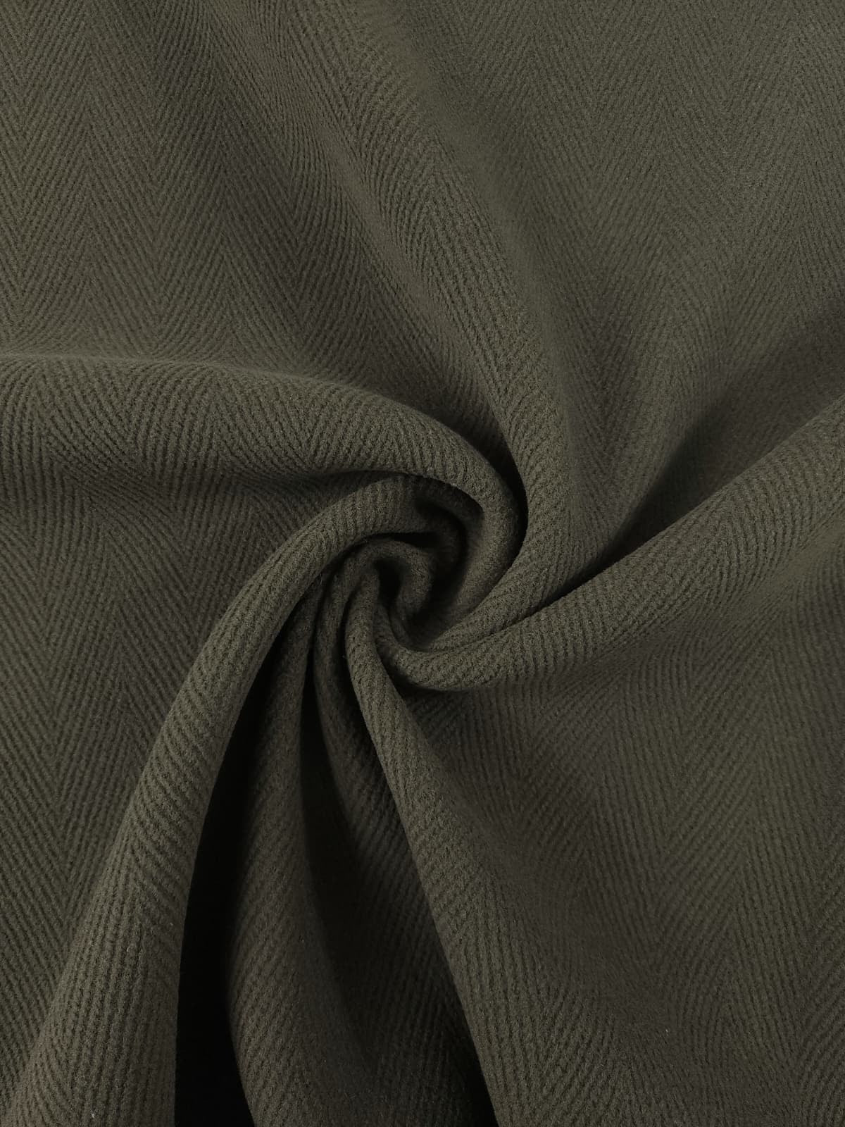 Khaki Herringbone Virgin Wool