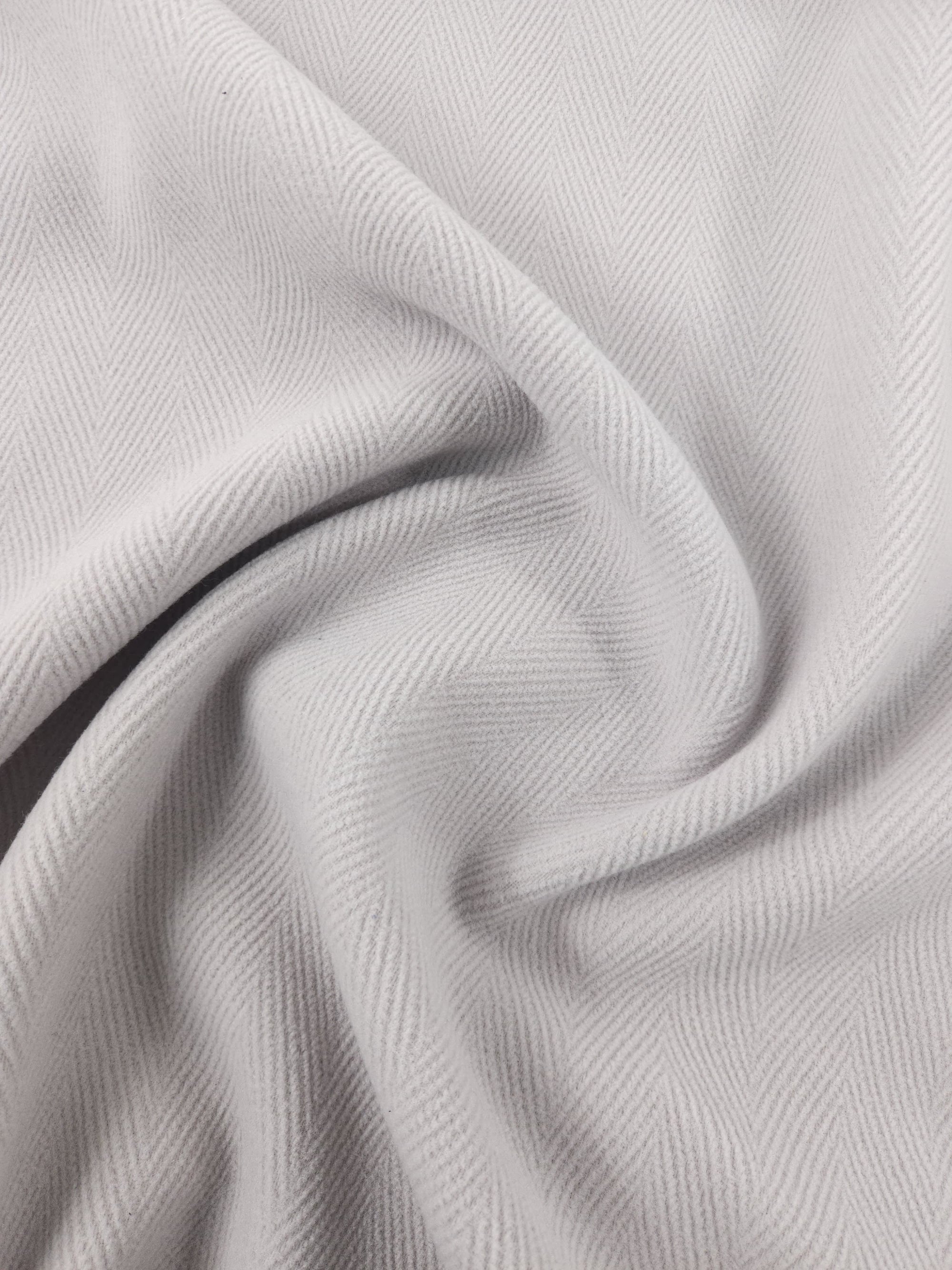 Light Grey Herringbone Virgin Wool