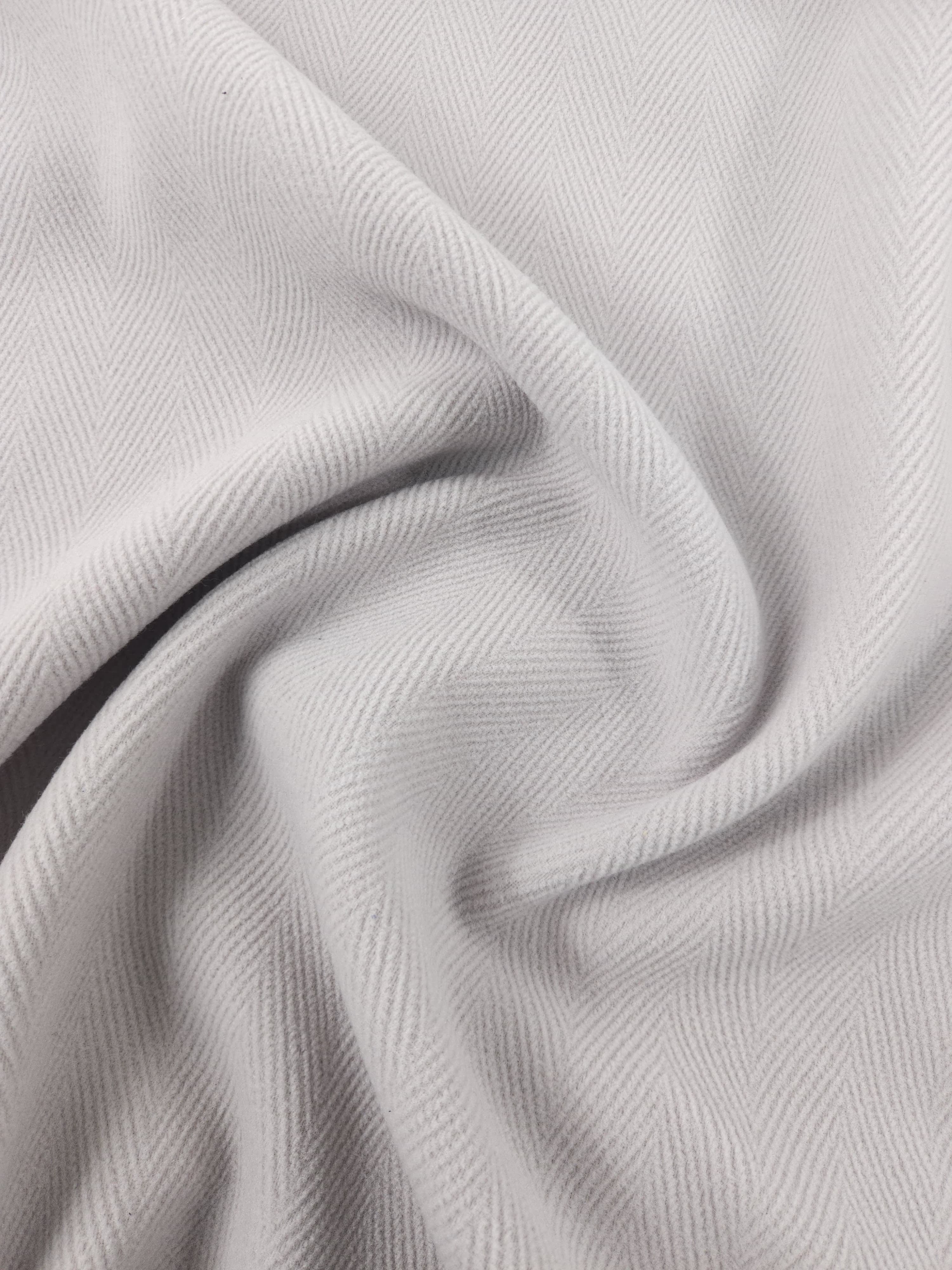 Light Grey Herringbone Virgin Wool