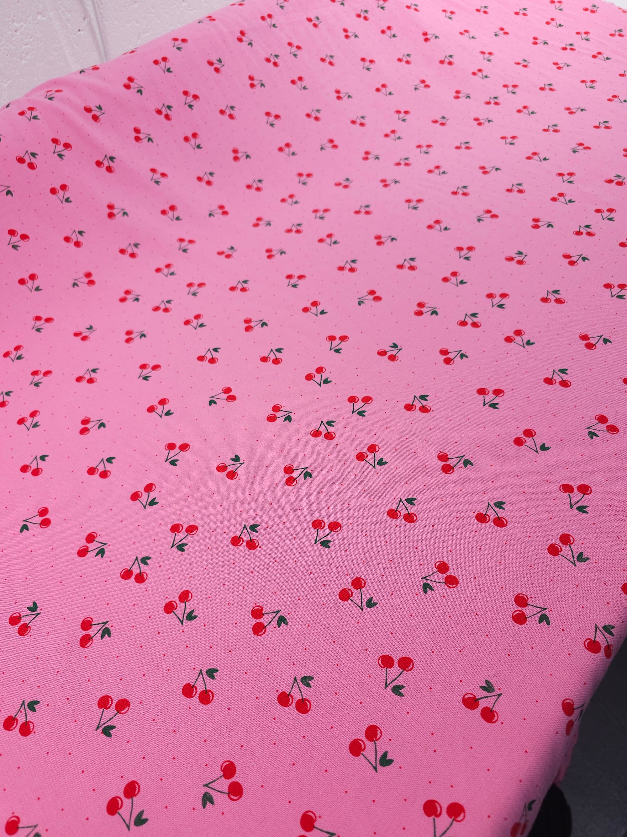 Pink/Red Ditsy Polka Cherries Medium Weight Cotton