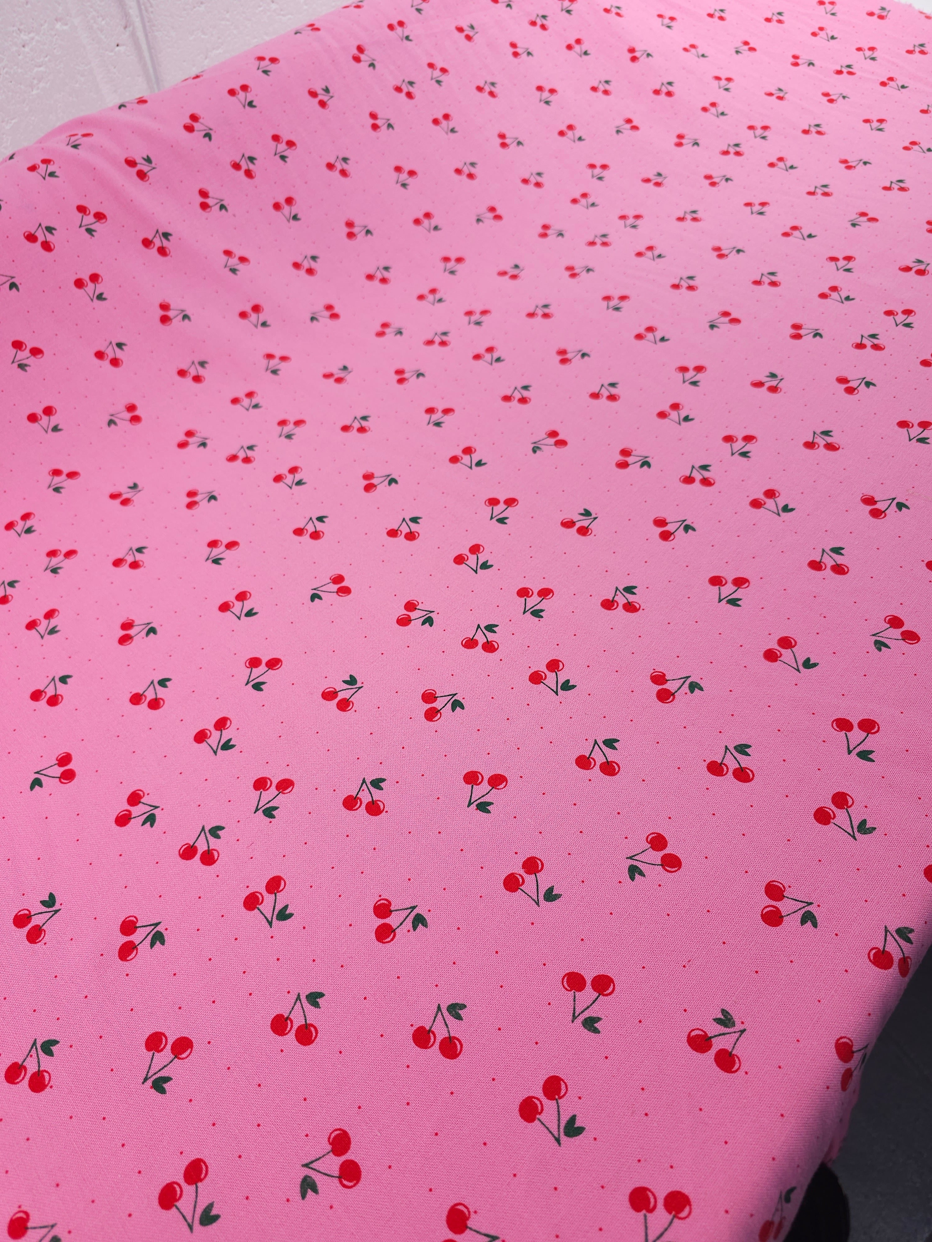 Pink/Red Ditsy Polka Cherries Mediumweight Cotton