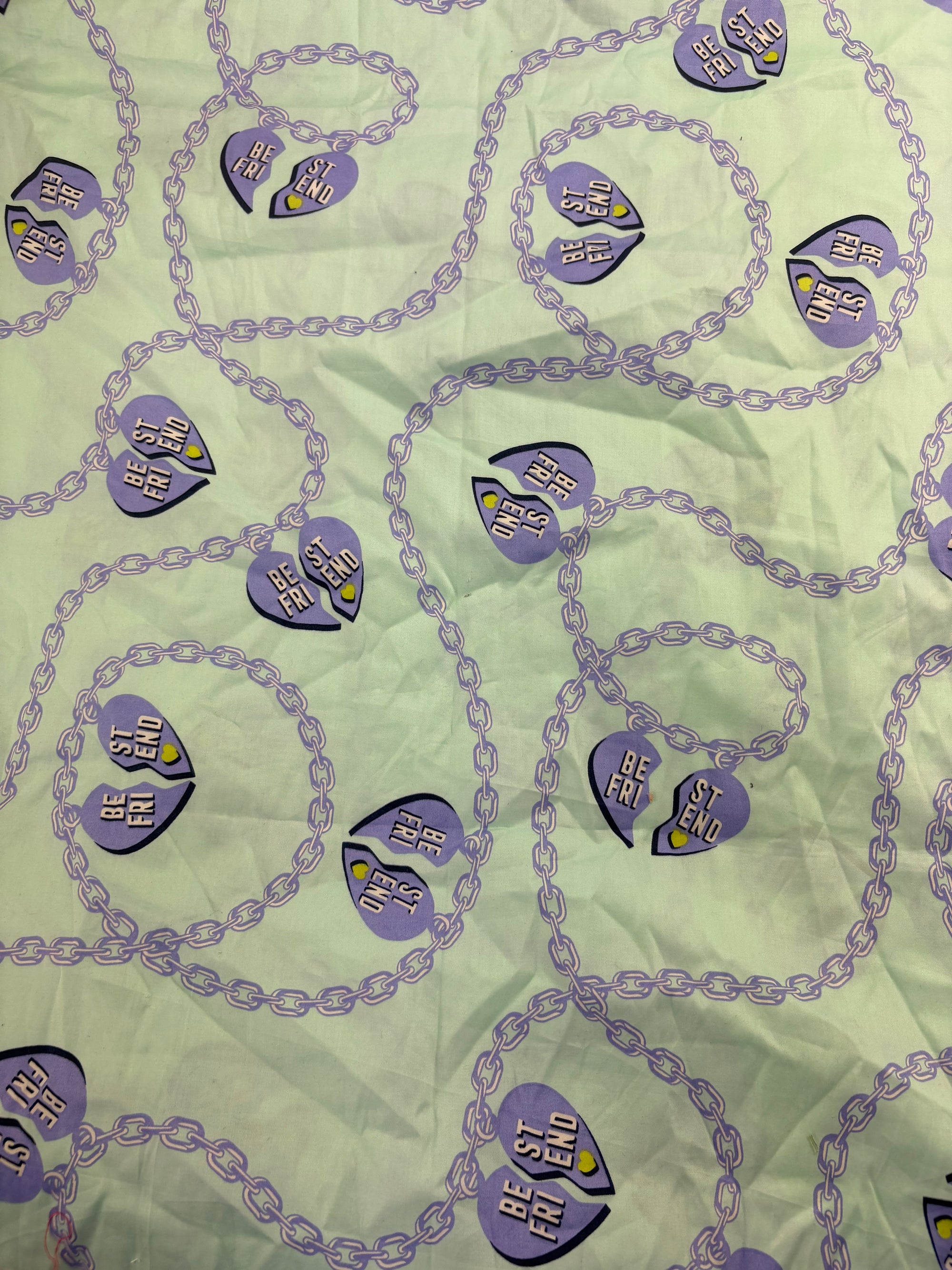 Turquoise Best Friends Cotton Sateen - 1.7m Piece