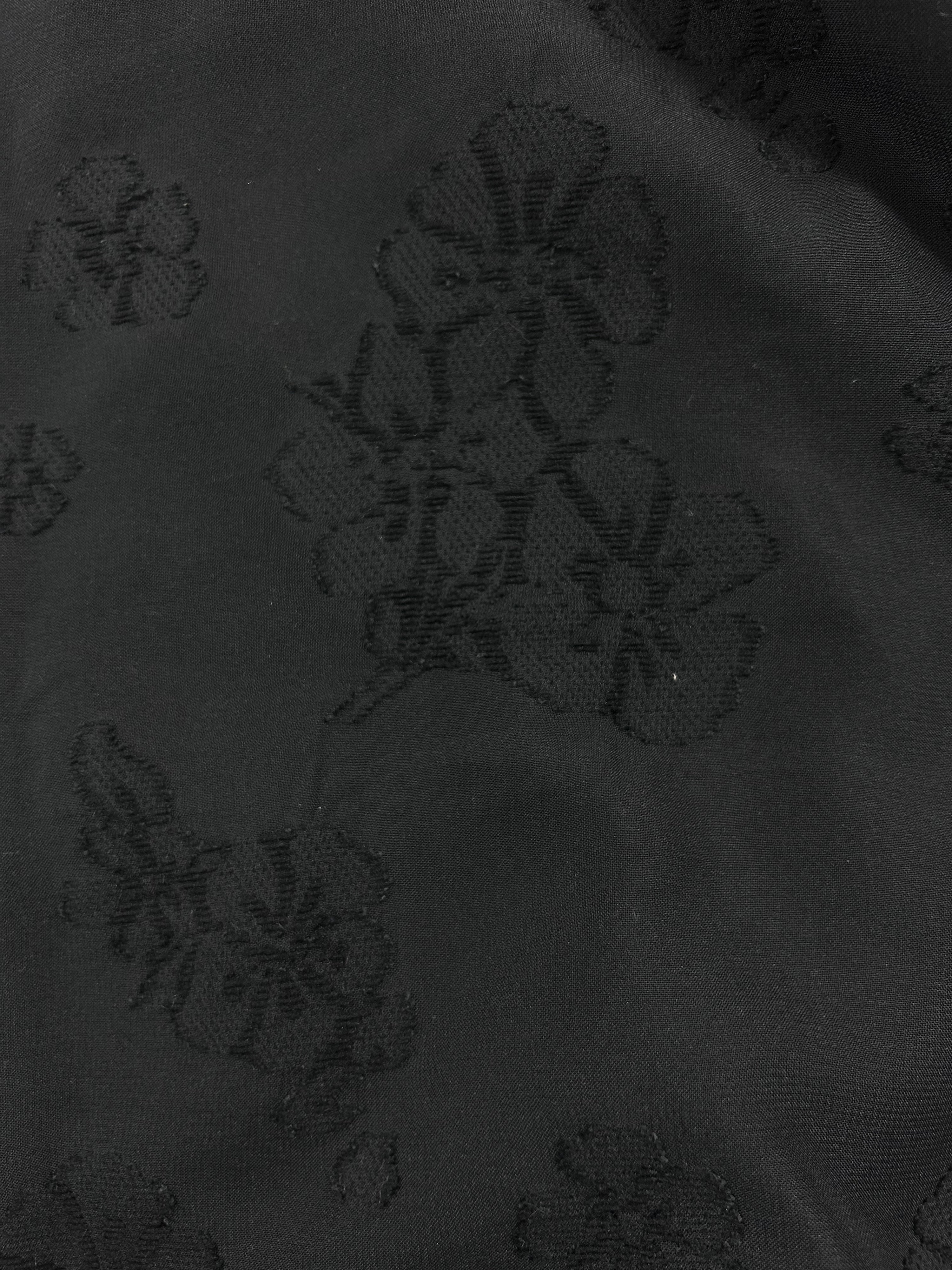 Black Floral Poly Crepe Jacquard - 2m Piece