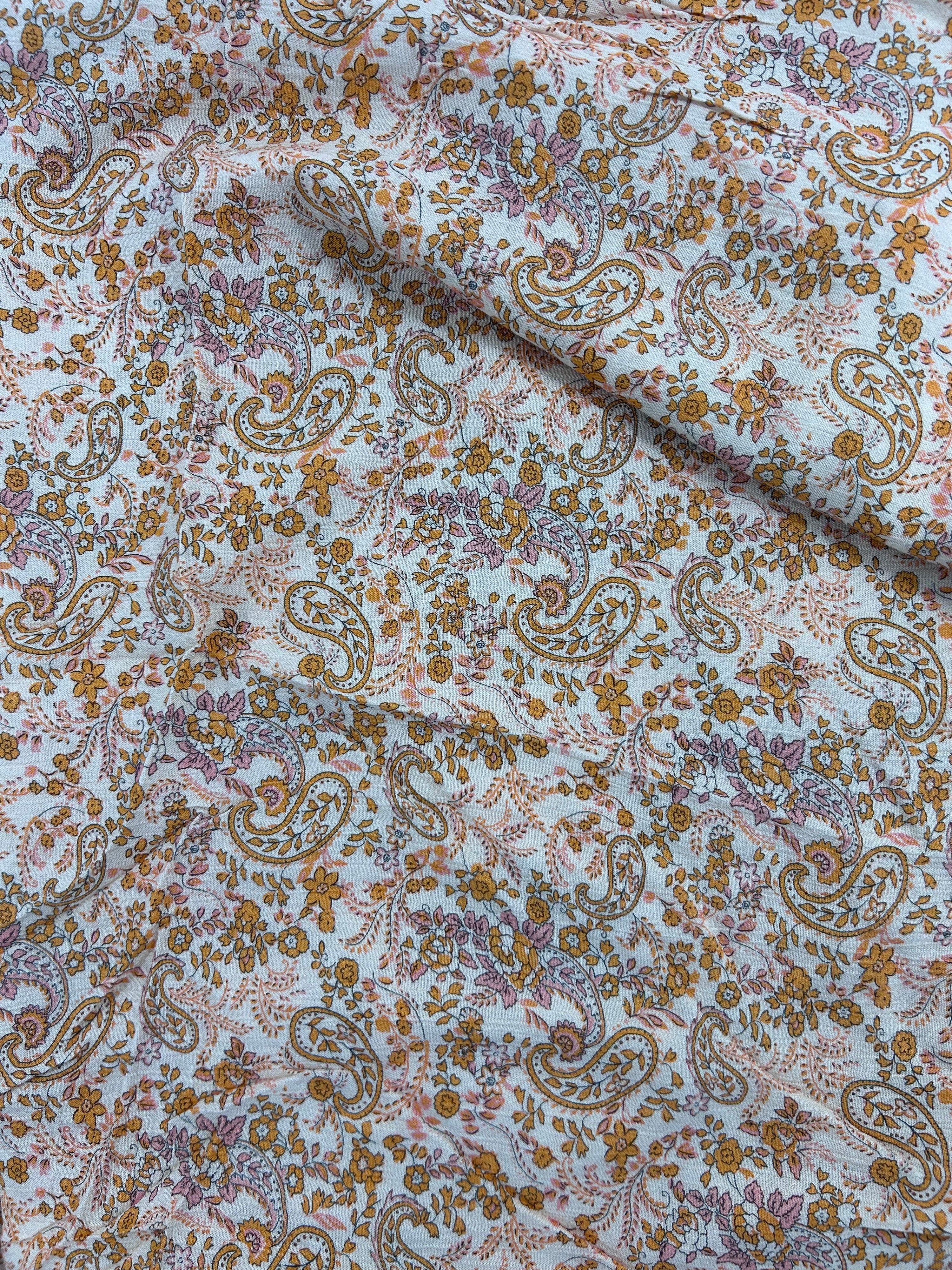 Rust Ditsy Floral Viscose Crepe - 3m Piece