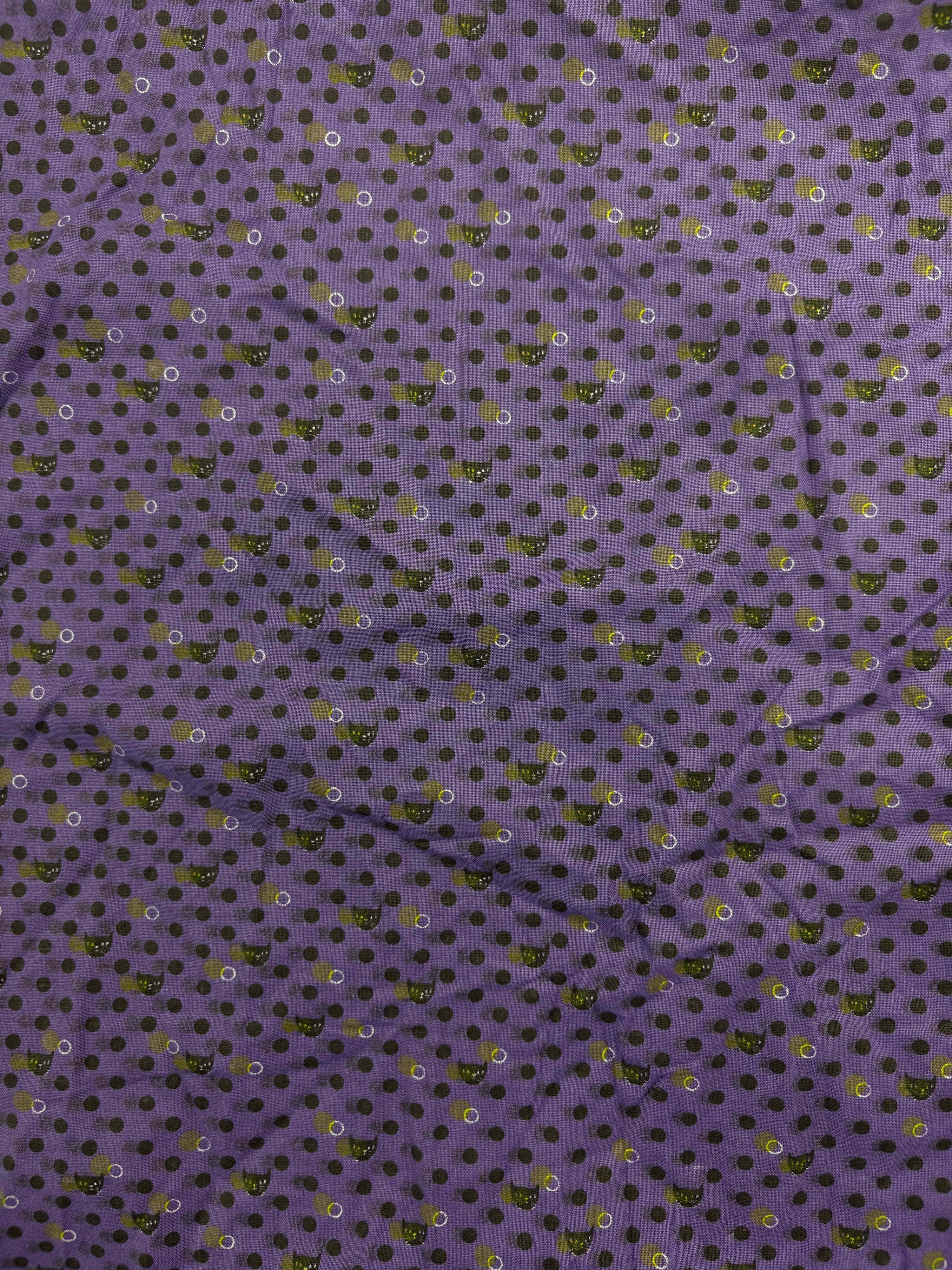 Careful The Cat Polka 100% Cotton - 2.1m Piece