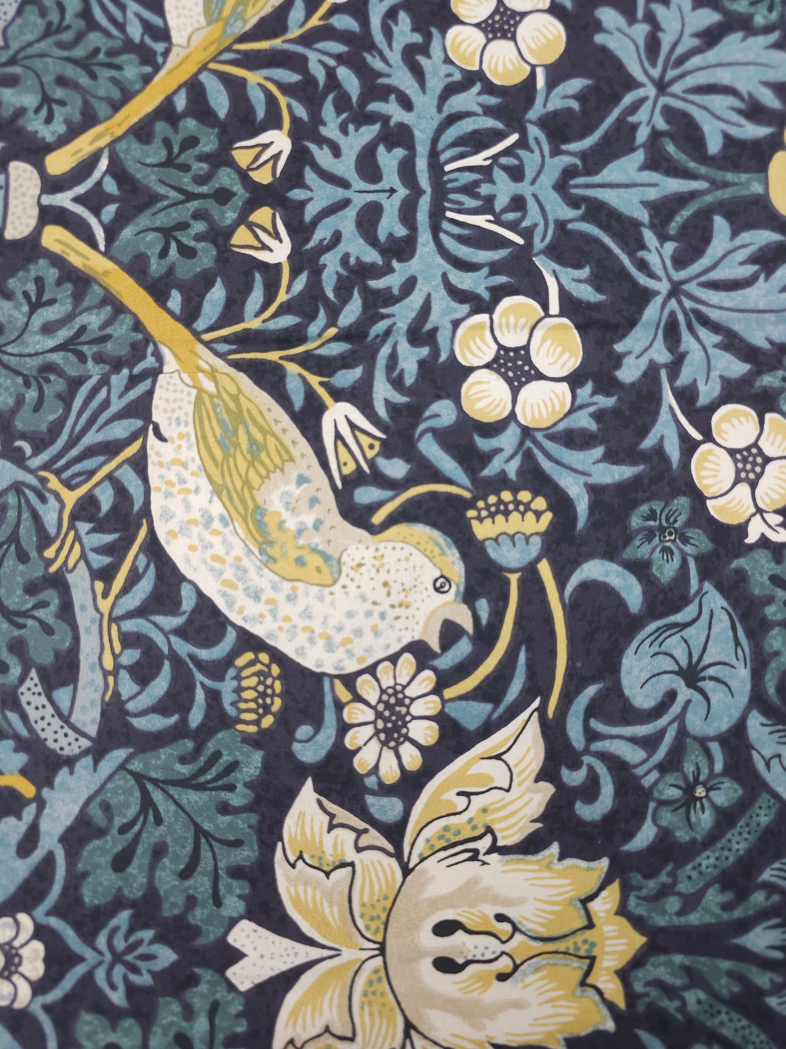 Blue Tapestry Strawberry Thief 100% Cotton 100" - William Morris *EXTRA WIDE*