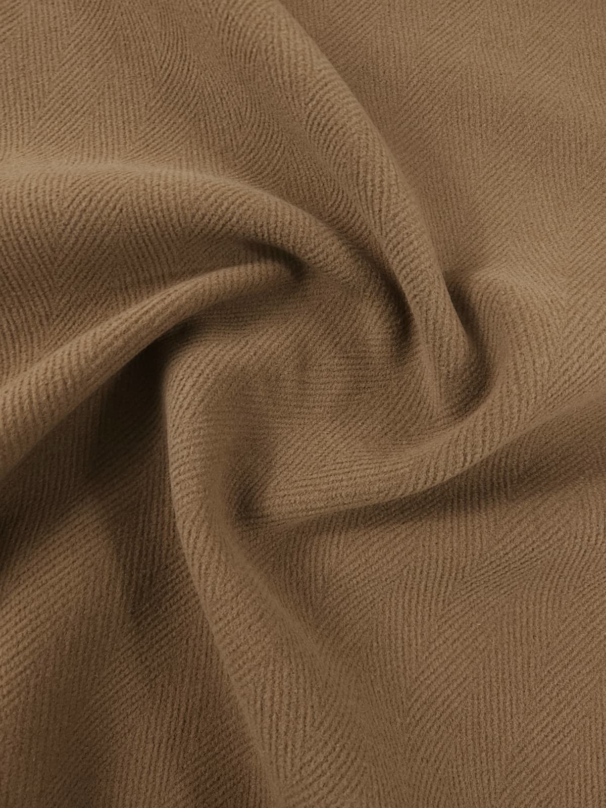 Camel Brown Herringbone Virgin Wool