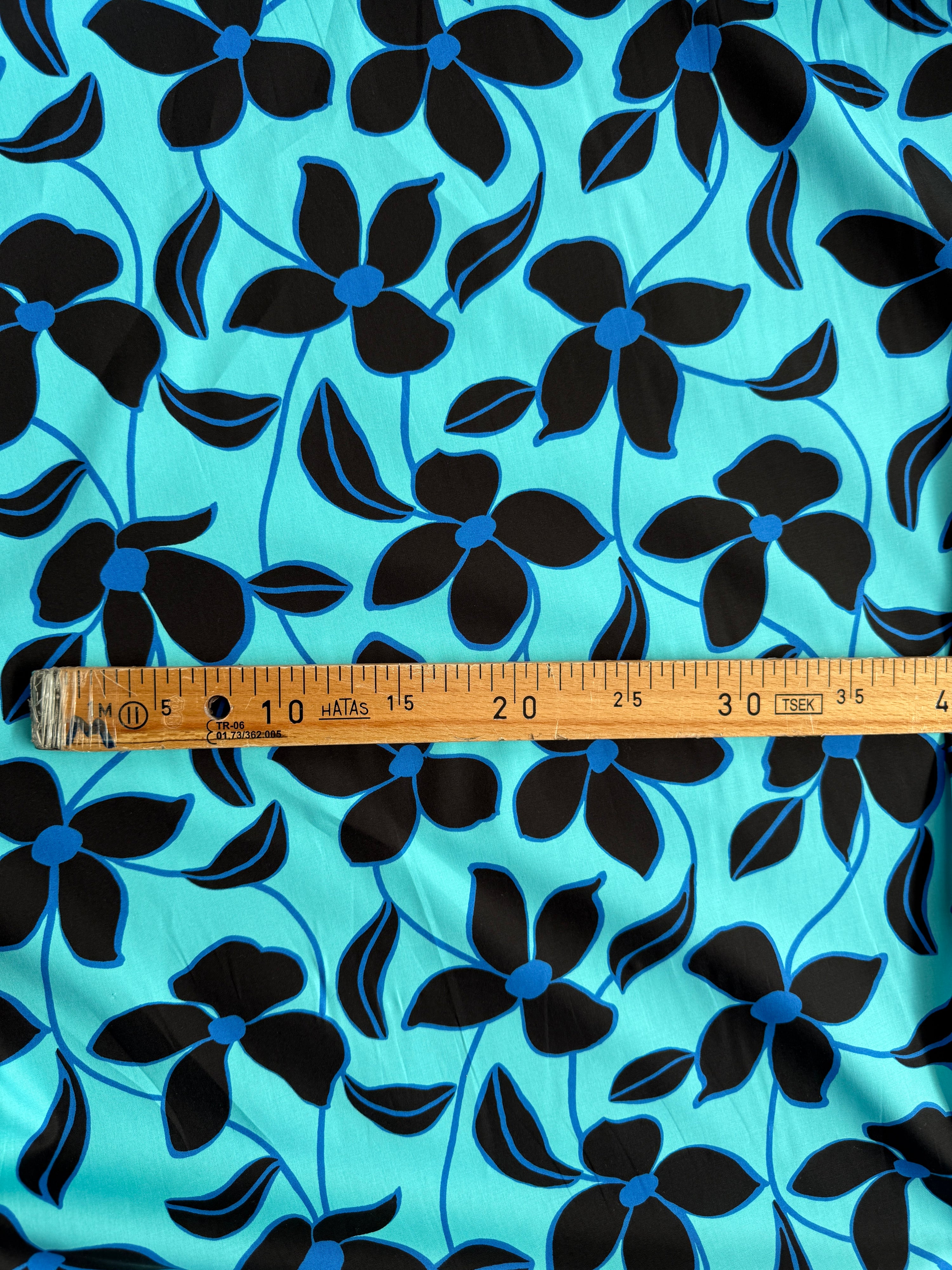 *PRE ORDER* Turquoise Blue Floral Vine Cotton Poplin