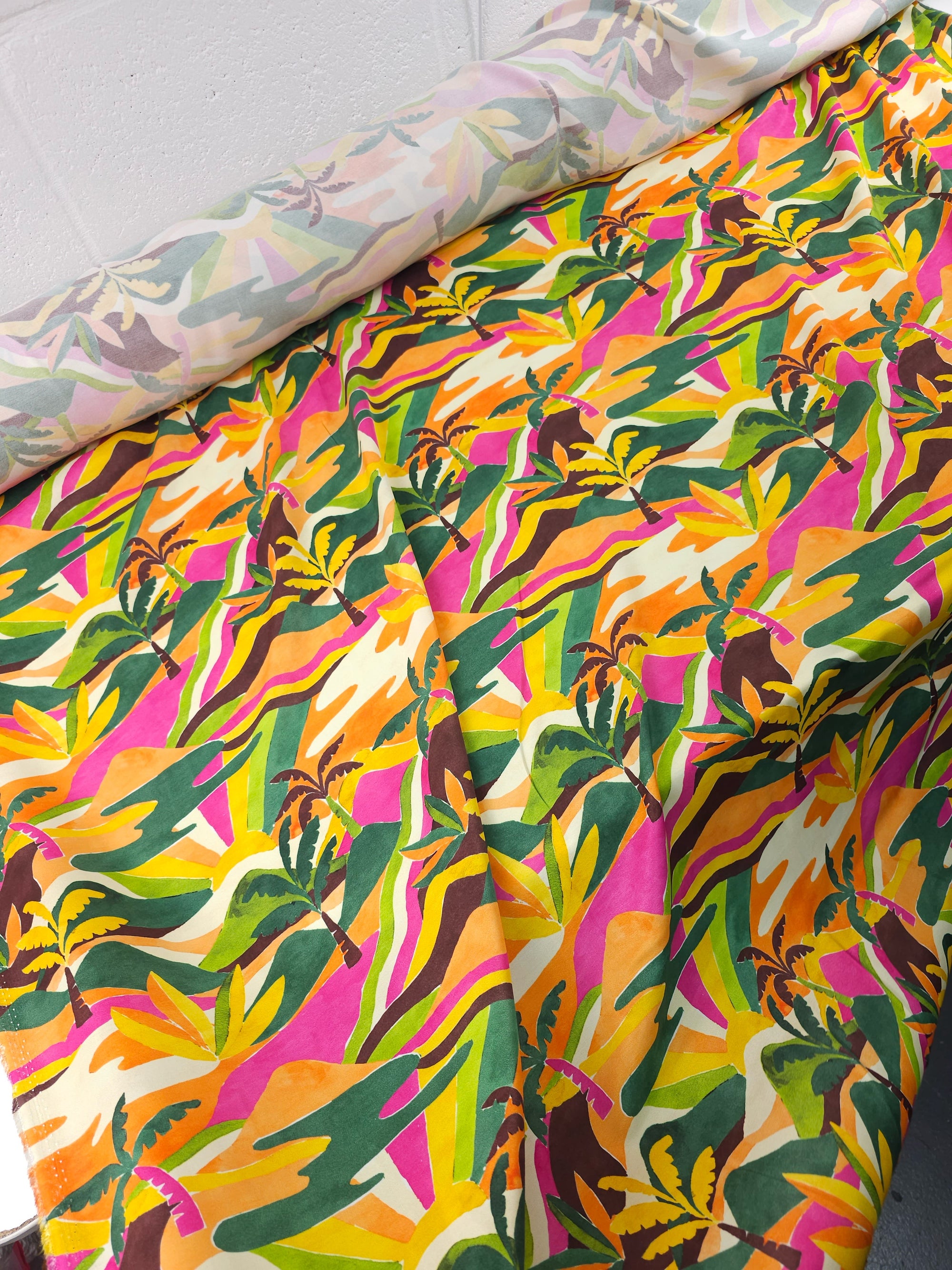 Sunset Palm Valley Viscose Satin