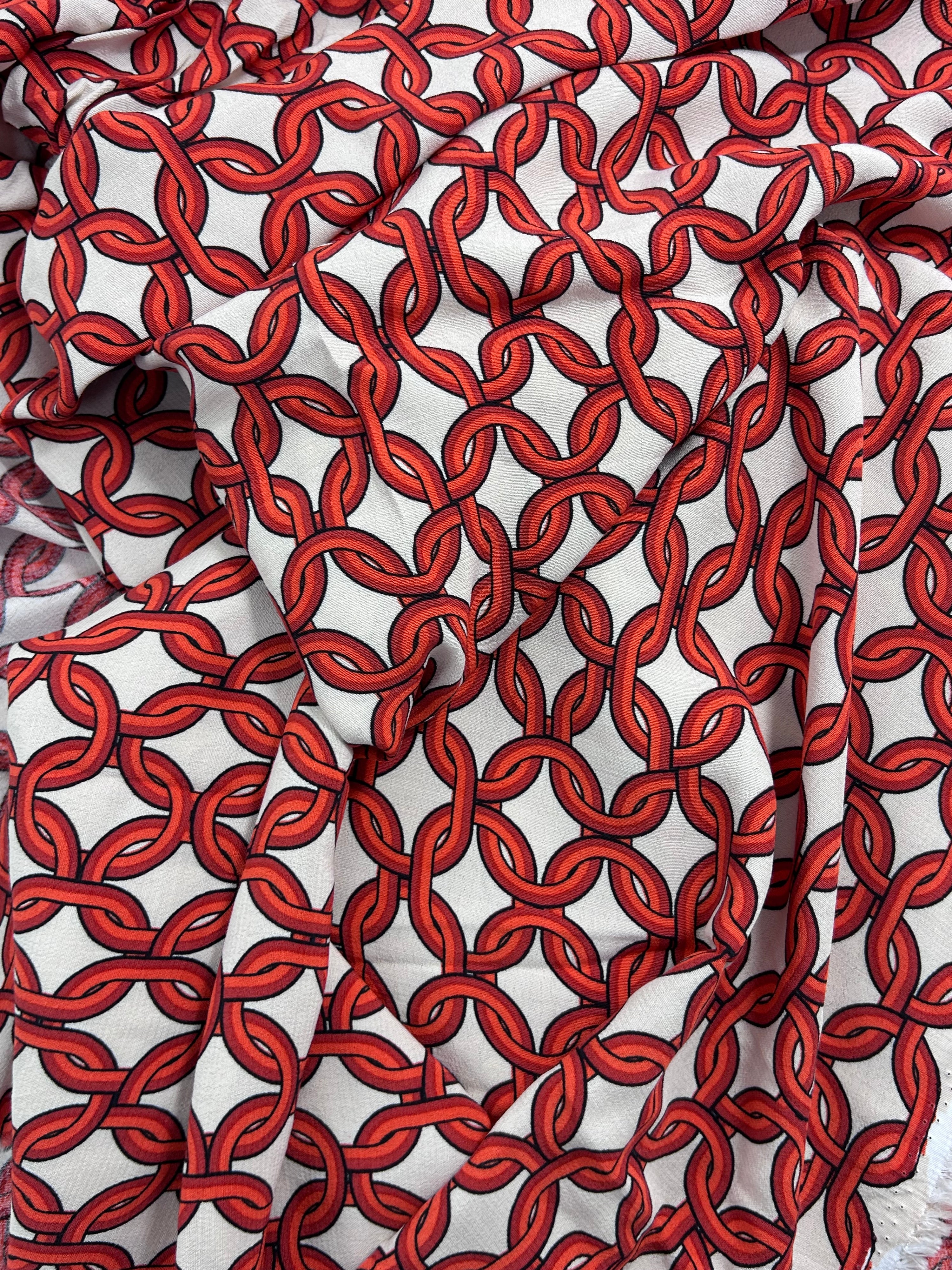 Red Unchained Viscose Crepe - 2.1m Piece