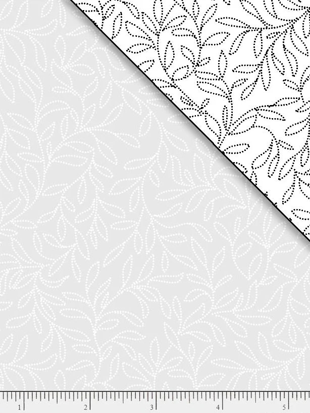 Dotty Leaf Trail White On White Tonal 100% Cotton