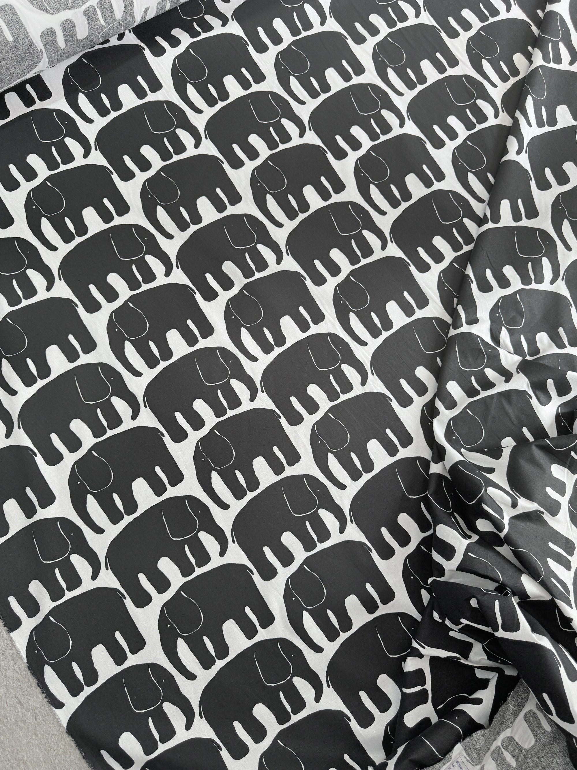 *PRE ORDER* Black/White Elephant Cotton Poplin