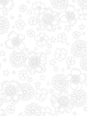 Flower Power White On White Tonal 100% Cotton - Benartex