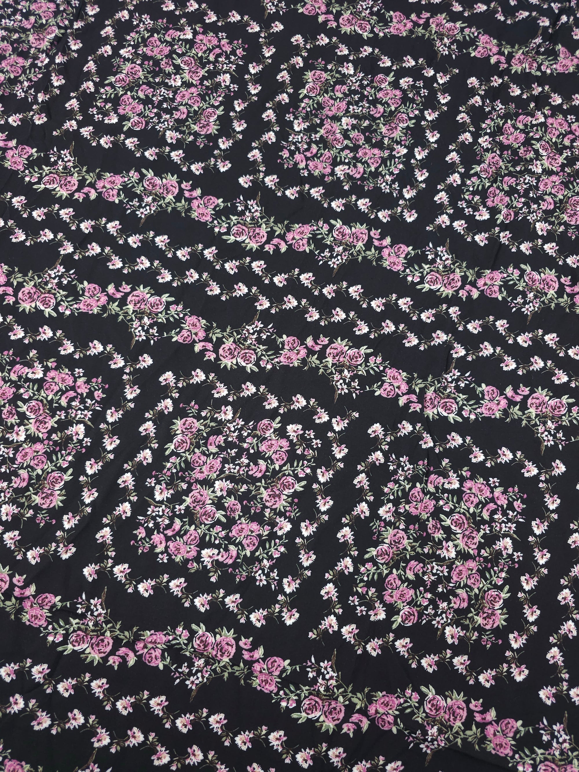 Black/Purple Rose Frame Stripe Viscose