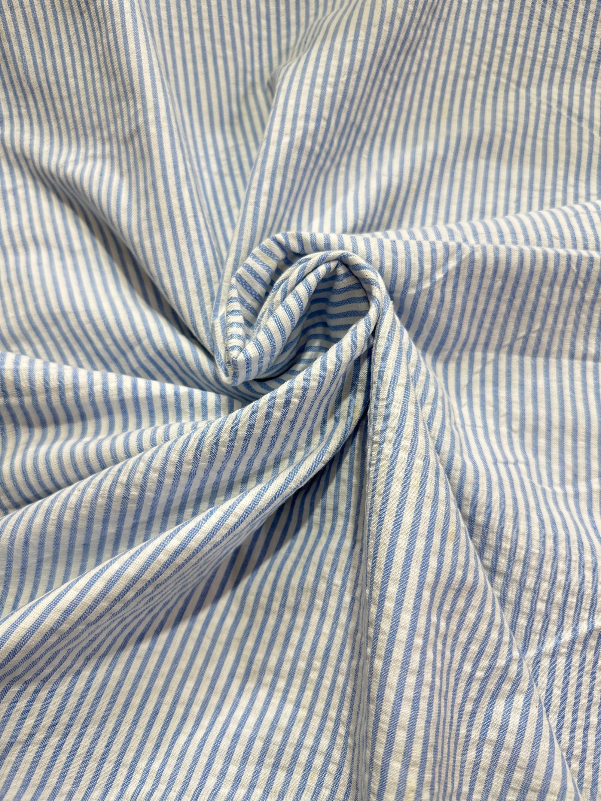 Baby Blue Stripe Cotton SeerSucker *PRE ORDER*