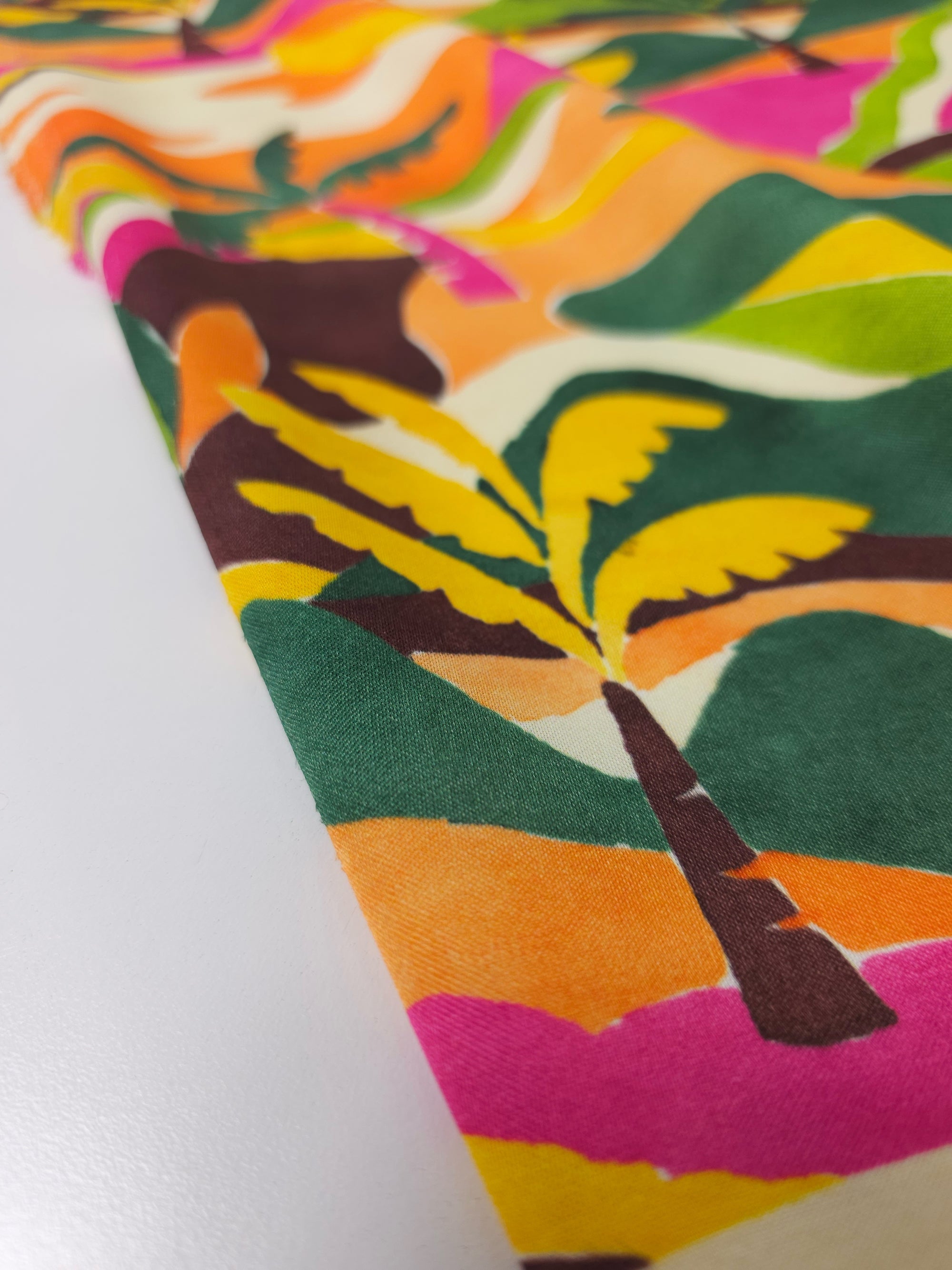 Sunset Palm Valley Viscose Satin