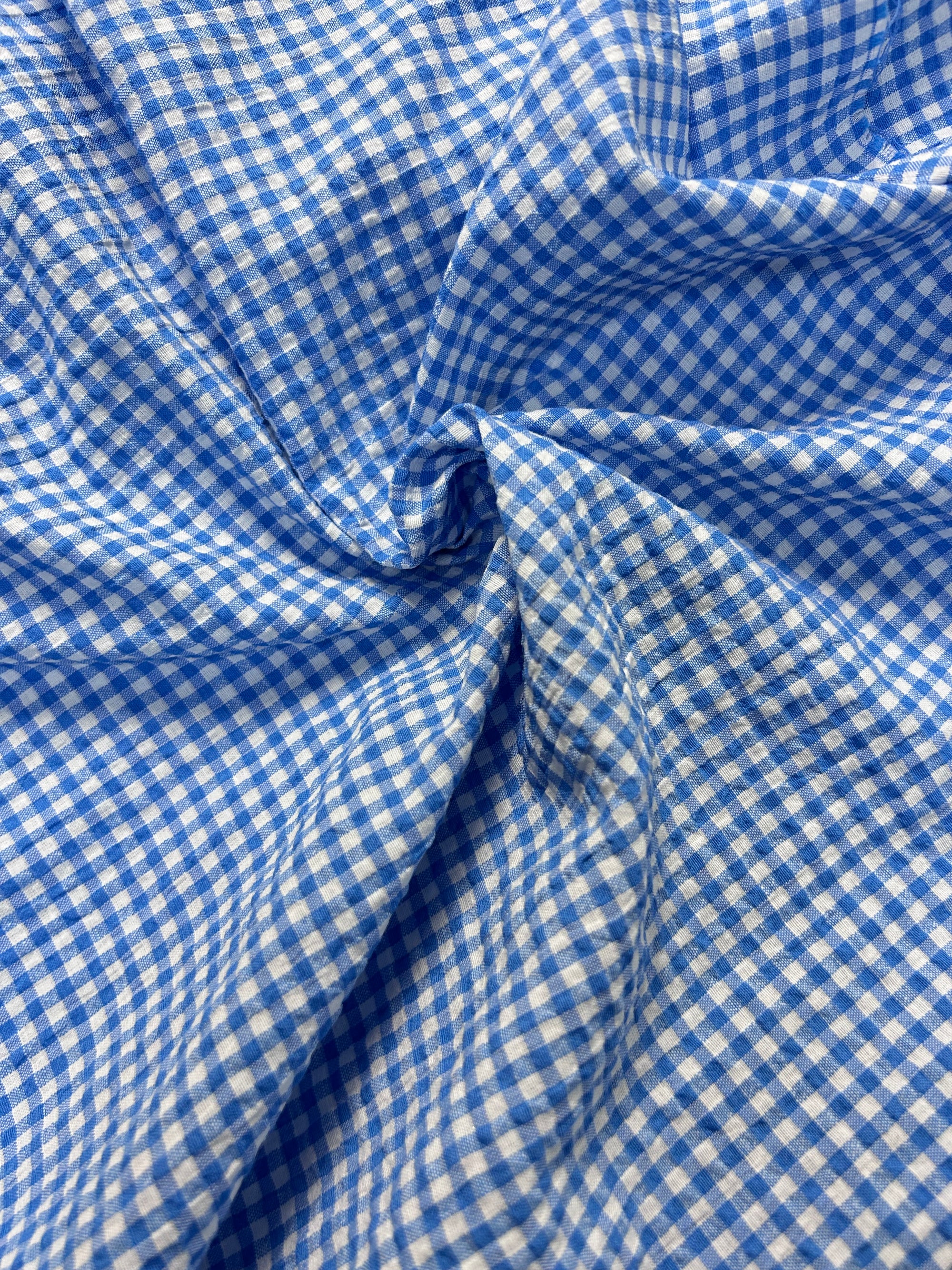 Sky Blue Gingham Poly Cotton - 4m Piece