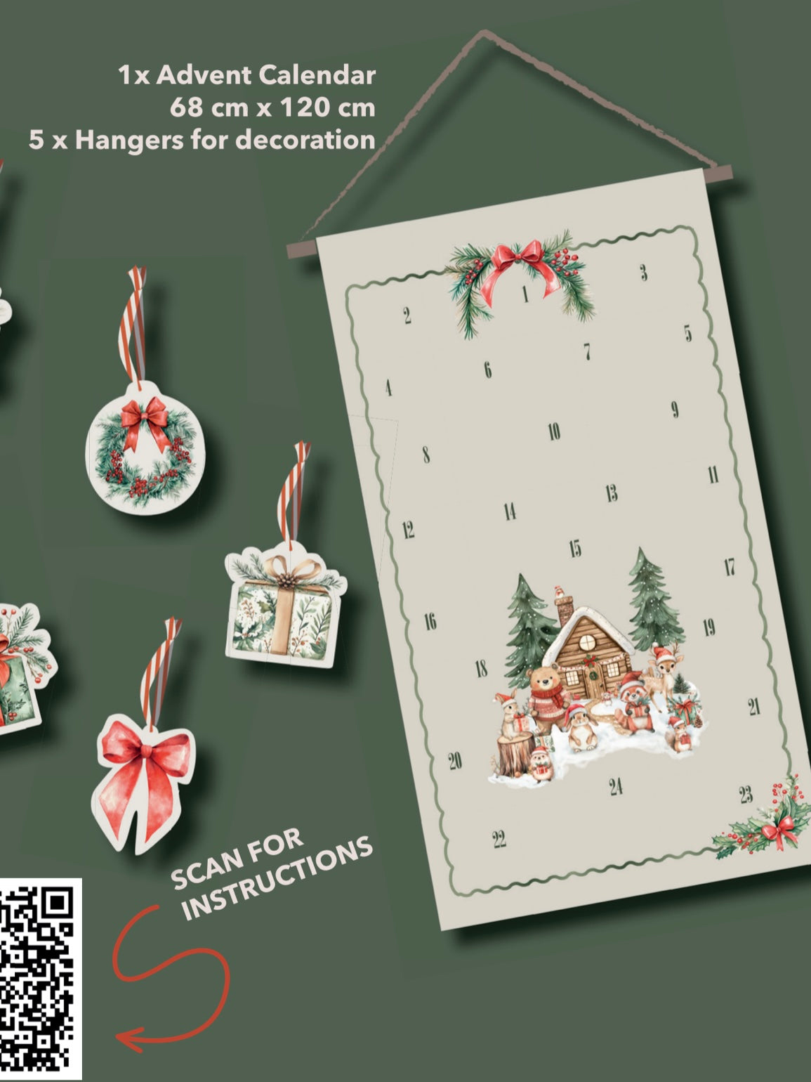 *Sew Your Own* Christmas Woodland Advent Calendar Canvas Cotton