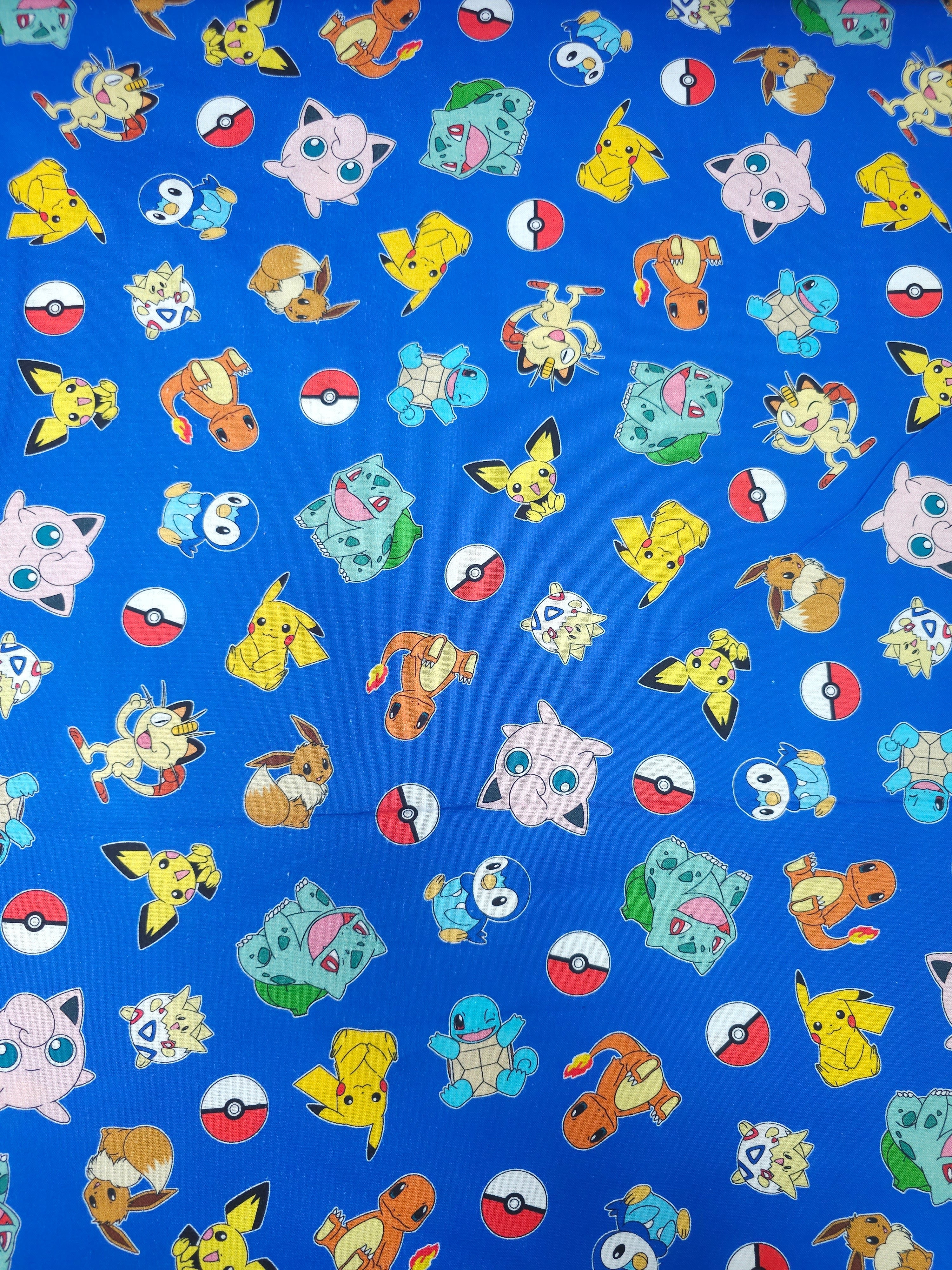 Blue P*O*K*E*M*O*N Characters 100% Cotton