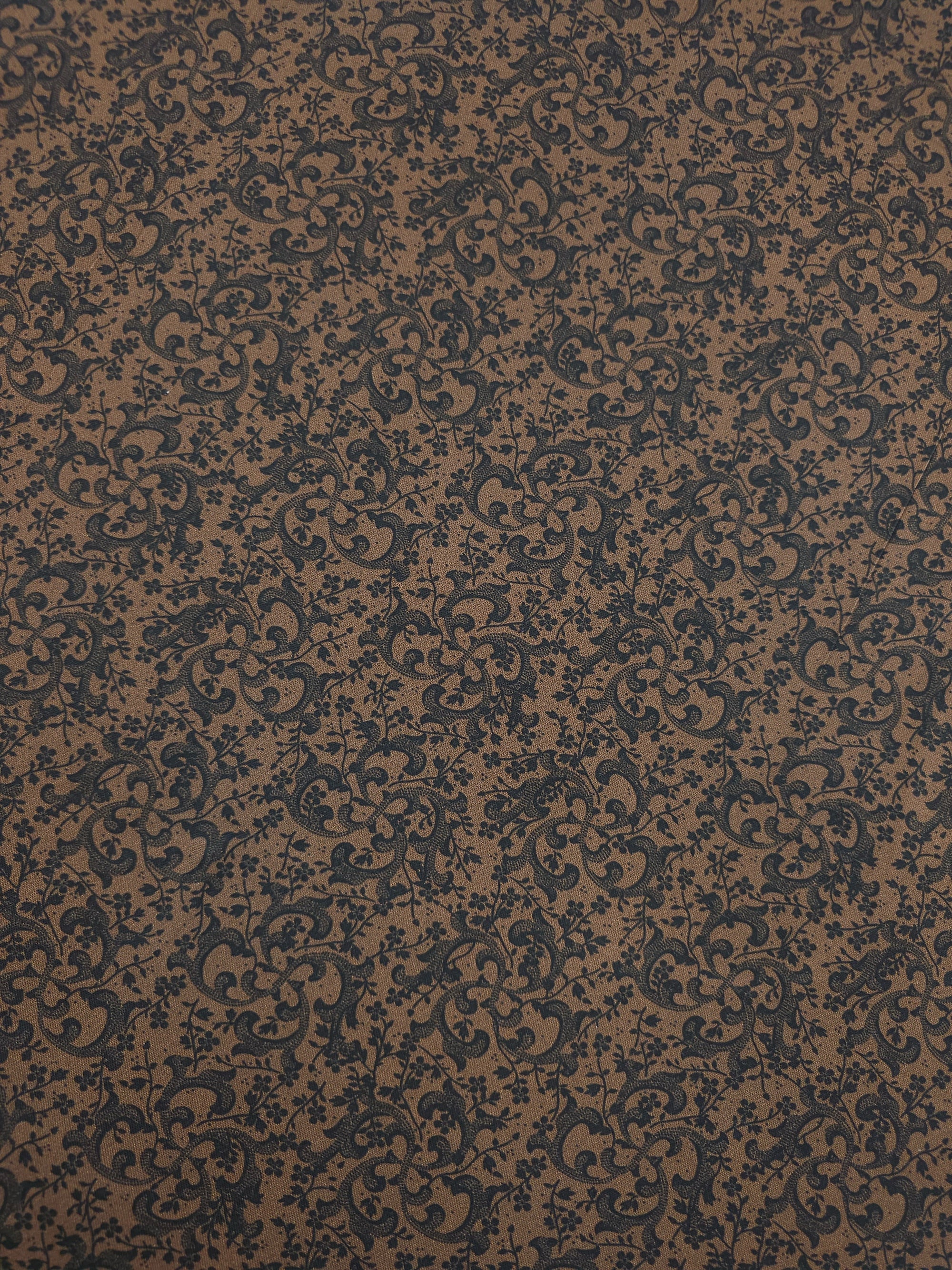 Brown/Black Classique Spiral Floral 100% Cotton 102" *EXTRA WIDE*
