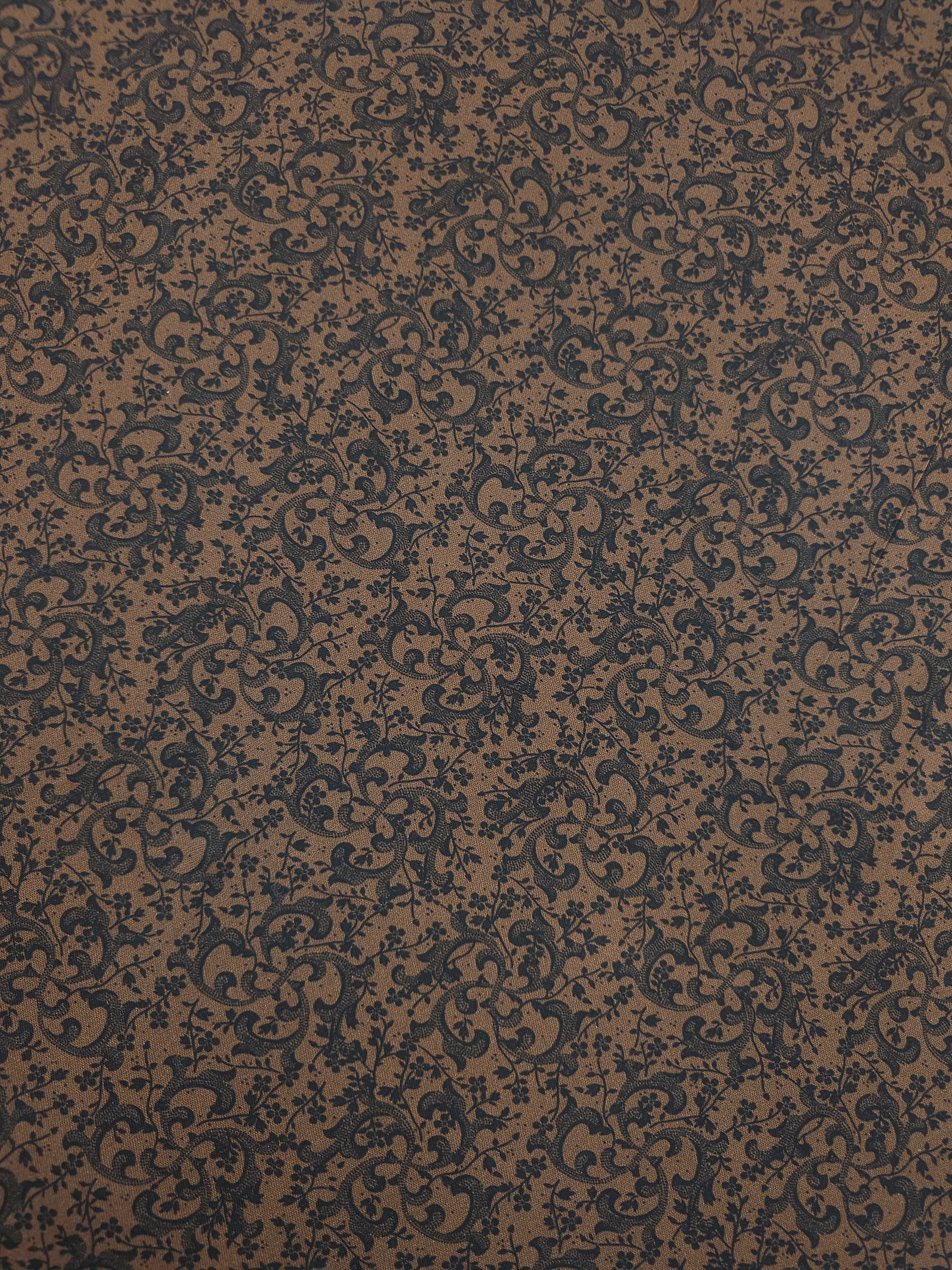 Brown/Black Classique Spiral Floral 100% Cotton 102" *EXTRA WIDE*