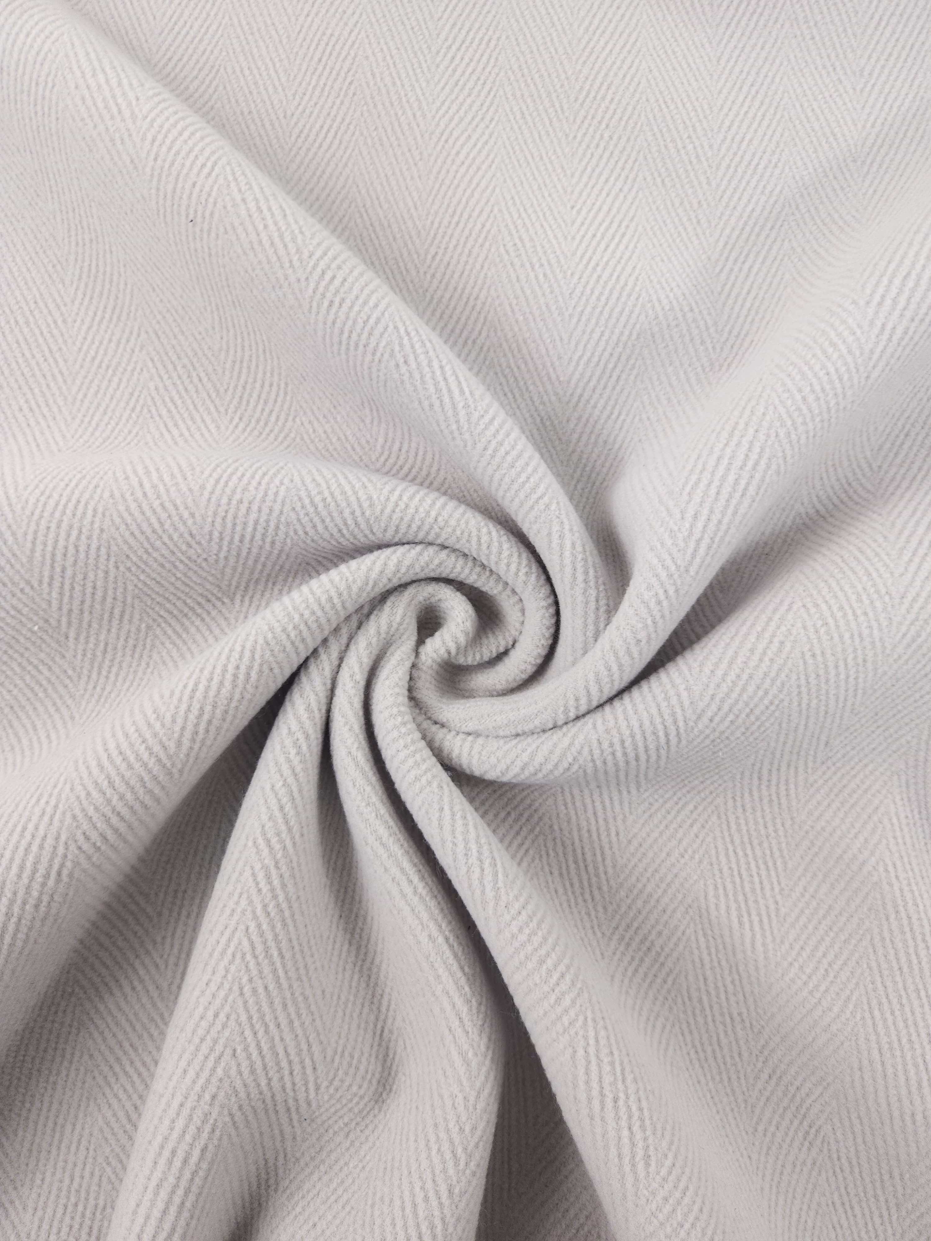Light Grey Herringbone Virgin Wool