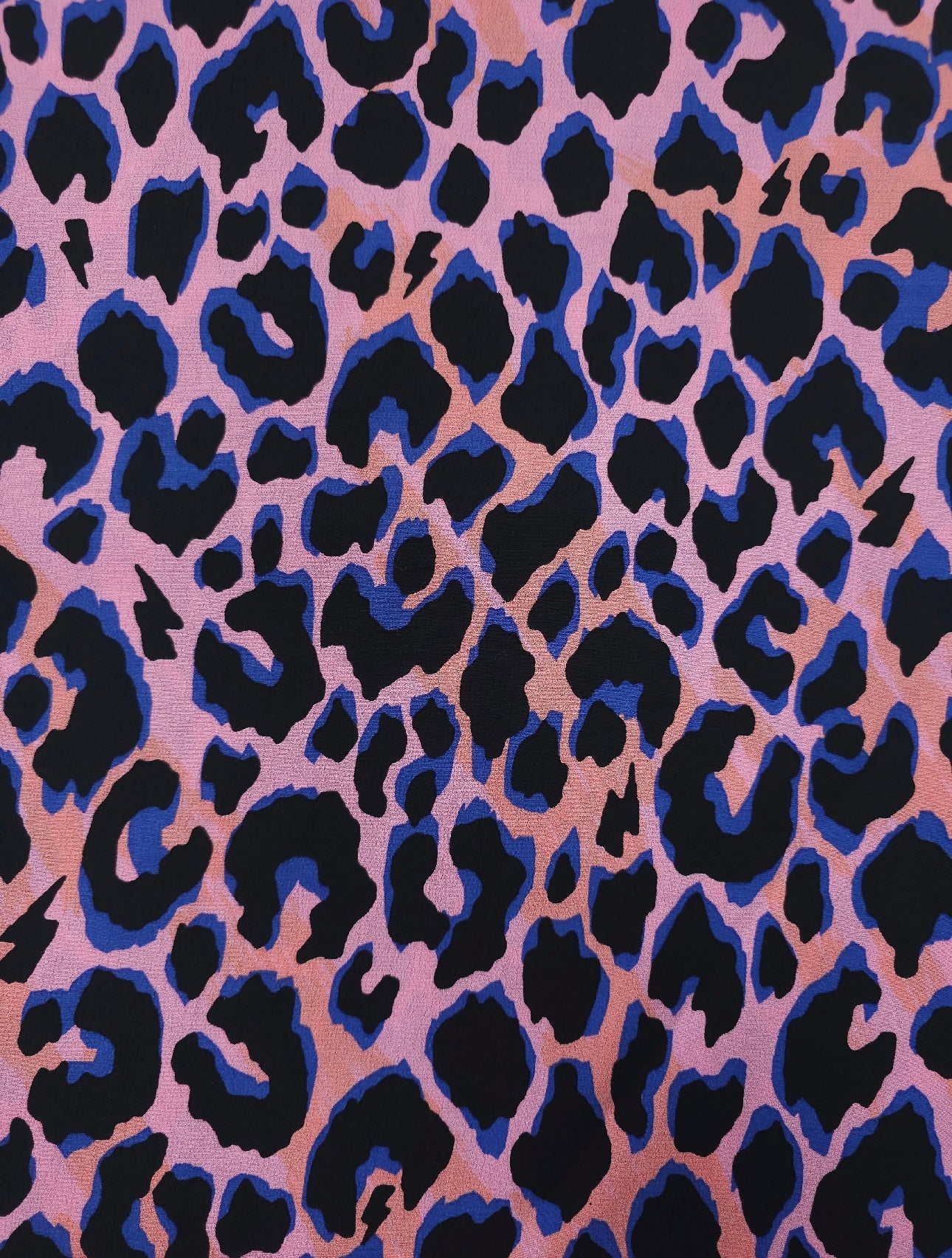 Pink/Blue Abstract Leopard Viscose Crepe - 2.30m Piece *DEFECT* *SCAMP & DUDE*