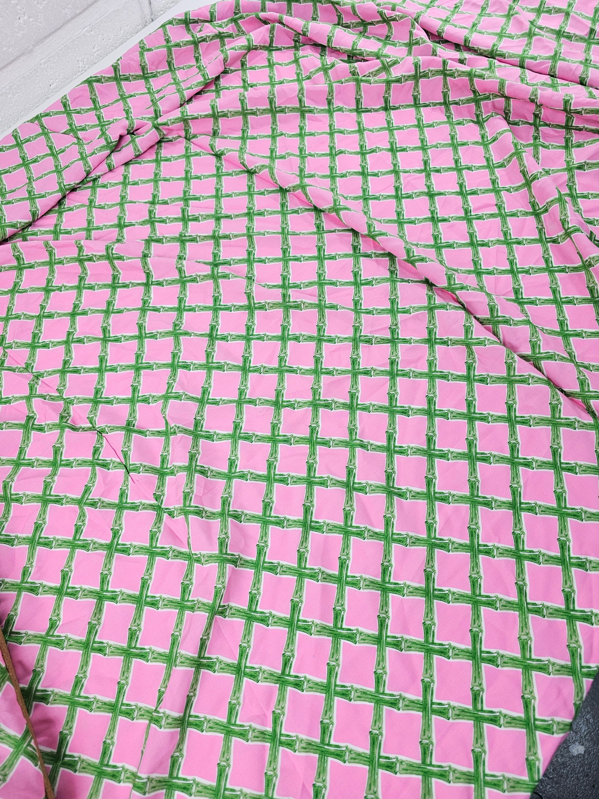 Pink Bamboo Check Viscose