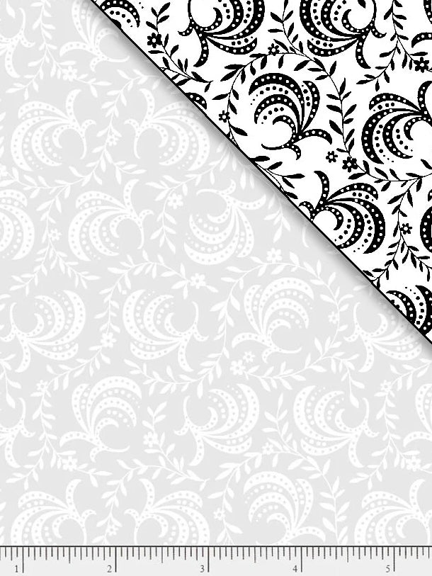 Carnival Leaf Twine White On White Tonal 100% Cotton