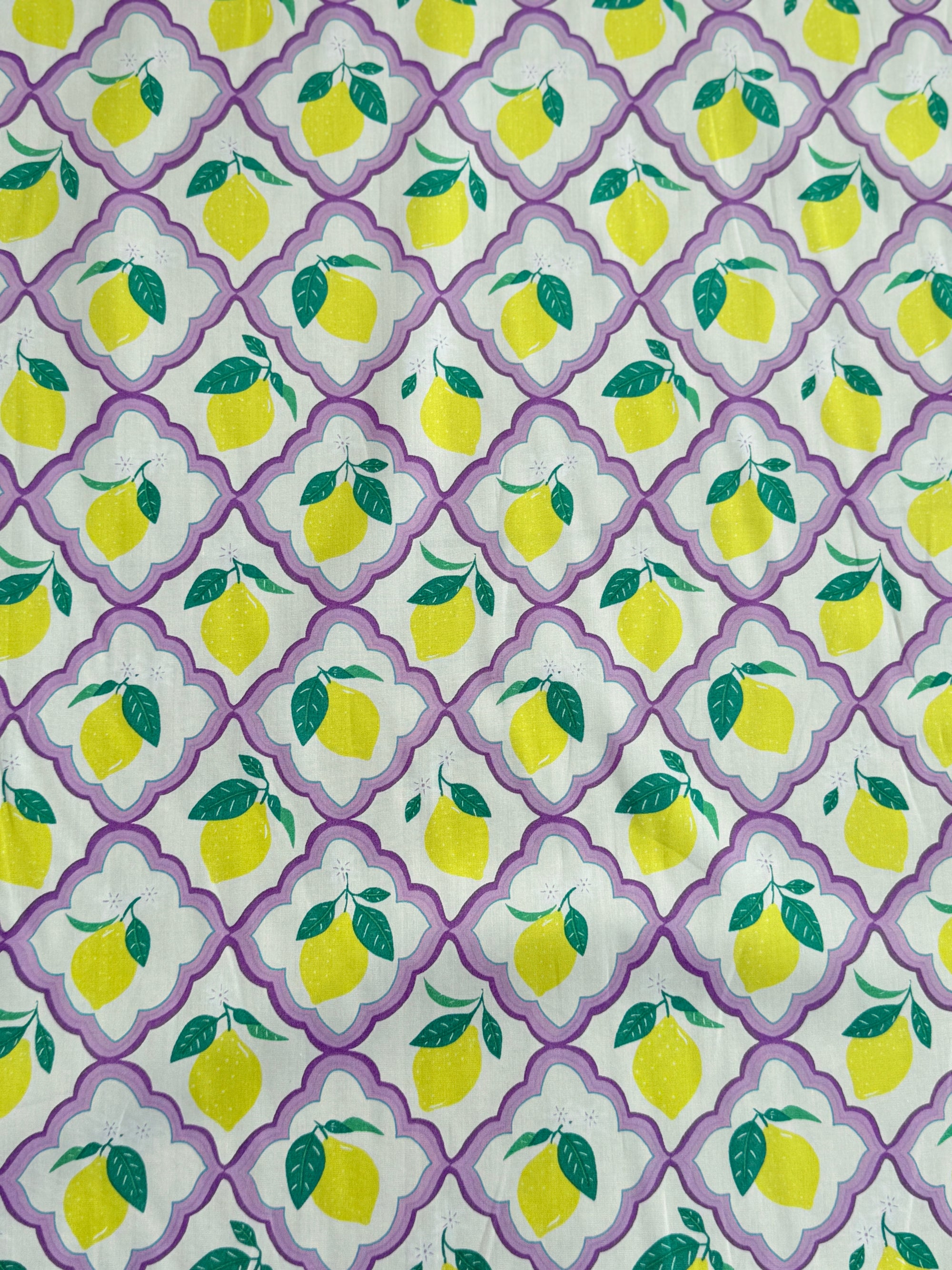 *PRE ORDER* Lemon Tile Cotton Poplin