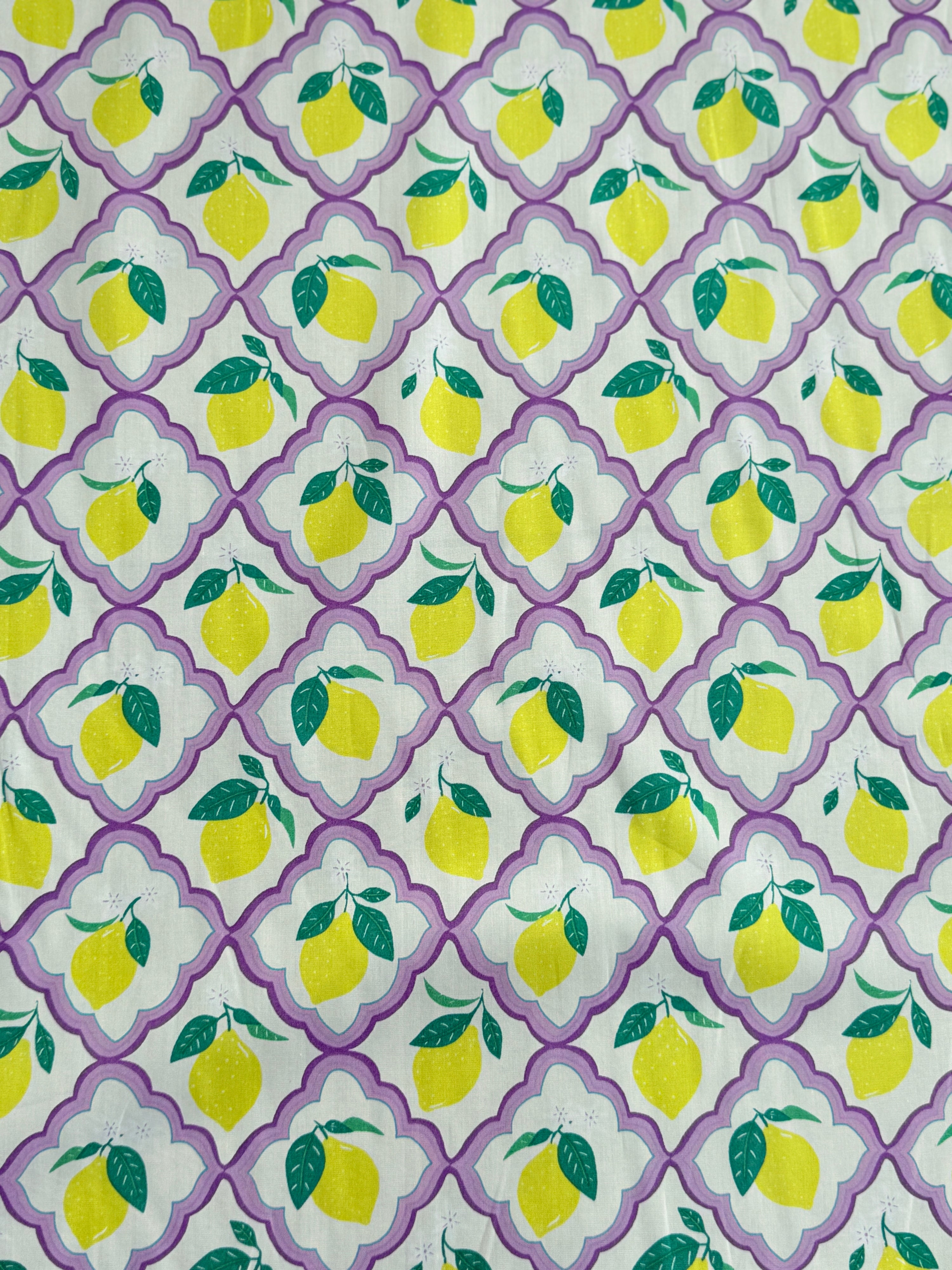 *PRE ORDER* Lemon Tile Cotton Poplin