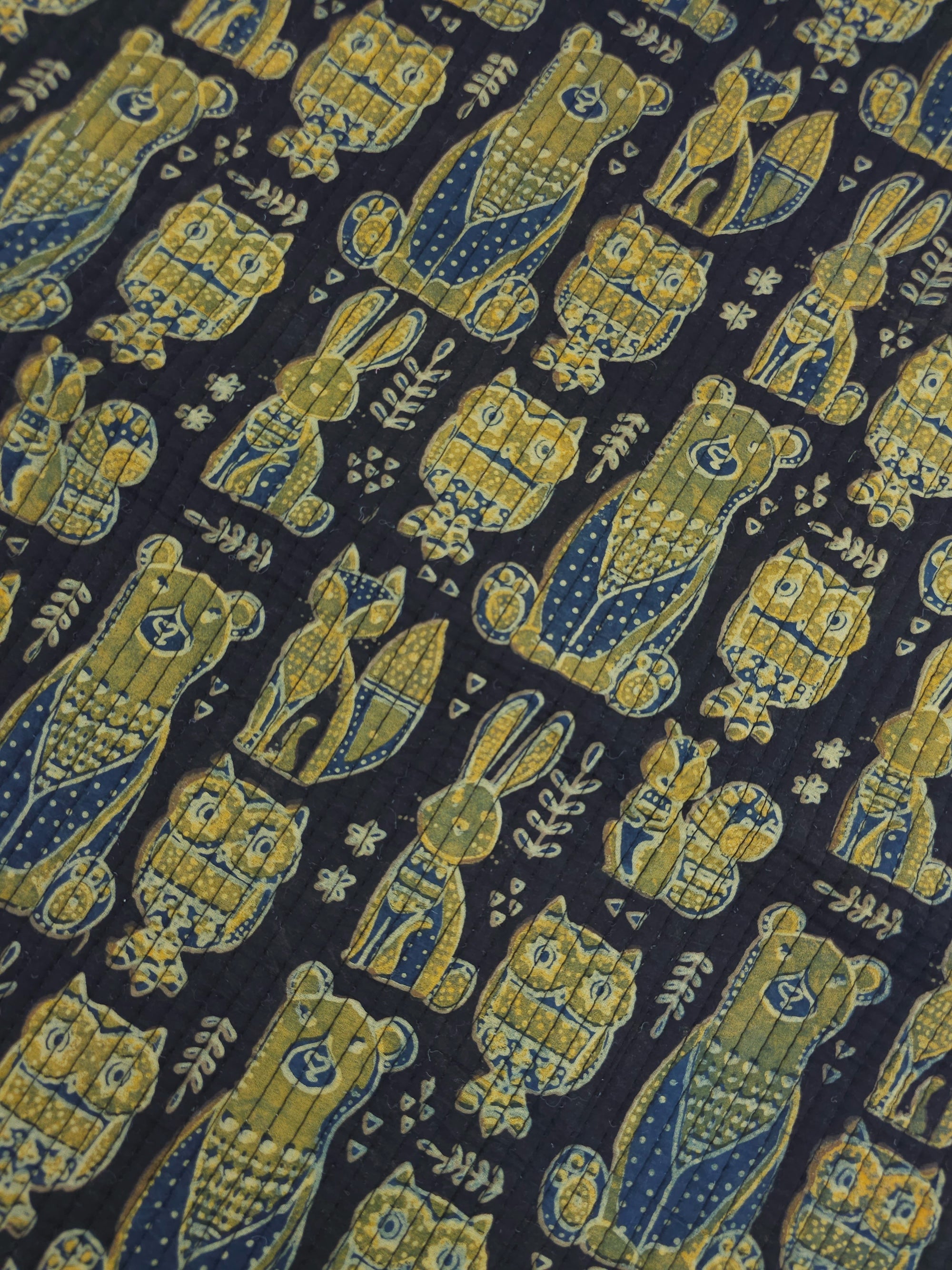 Black/Khaki Wildlife Quilted Block Print