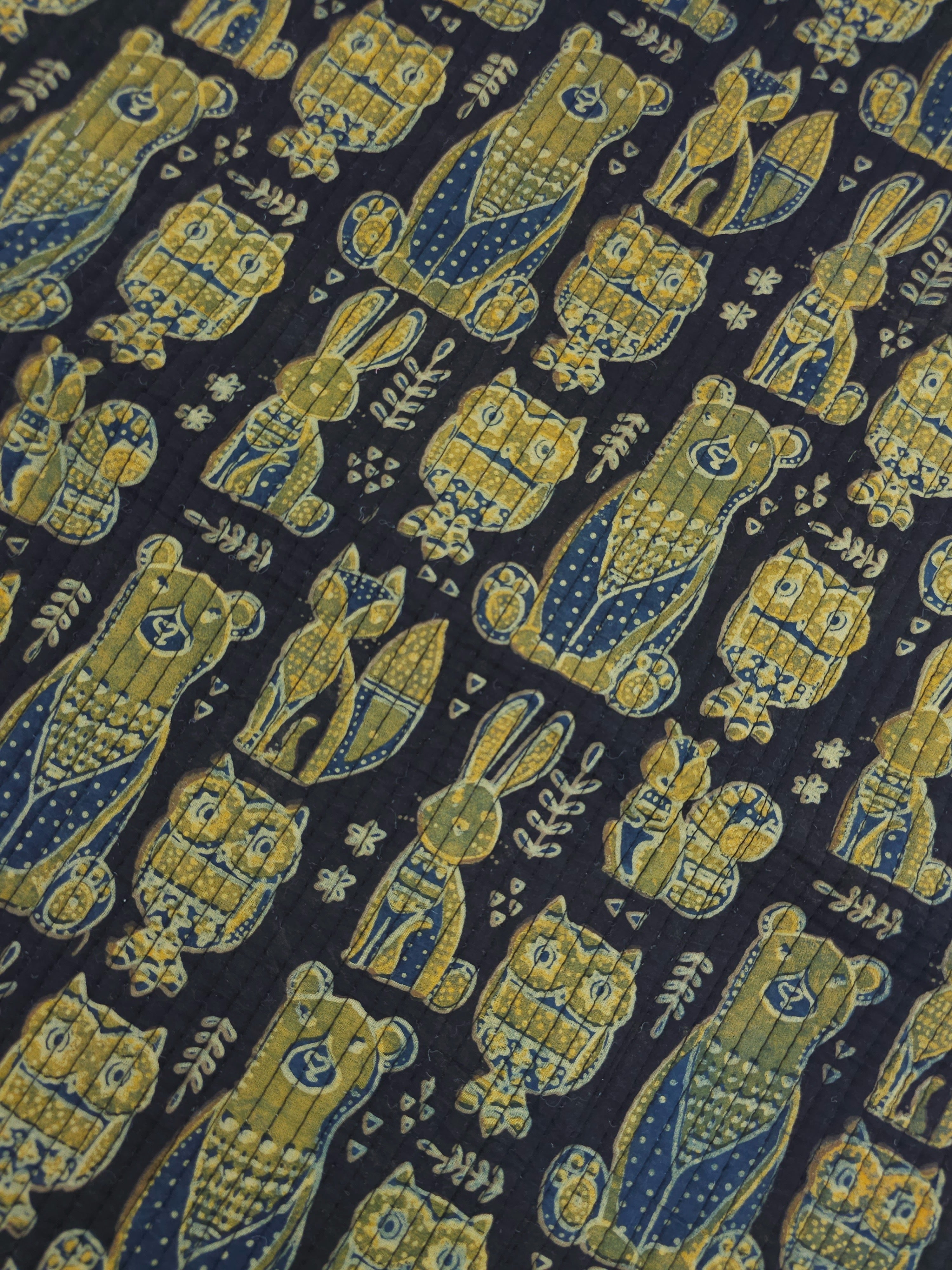 Black/Khaki Wildlife Quilted Block Print