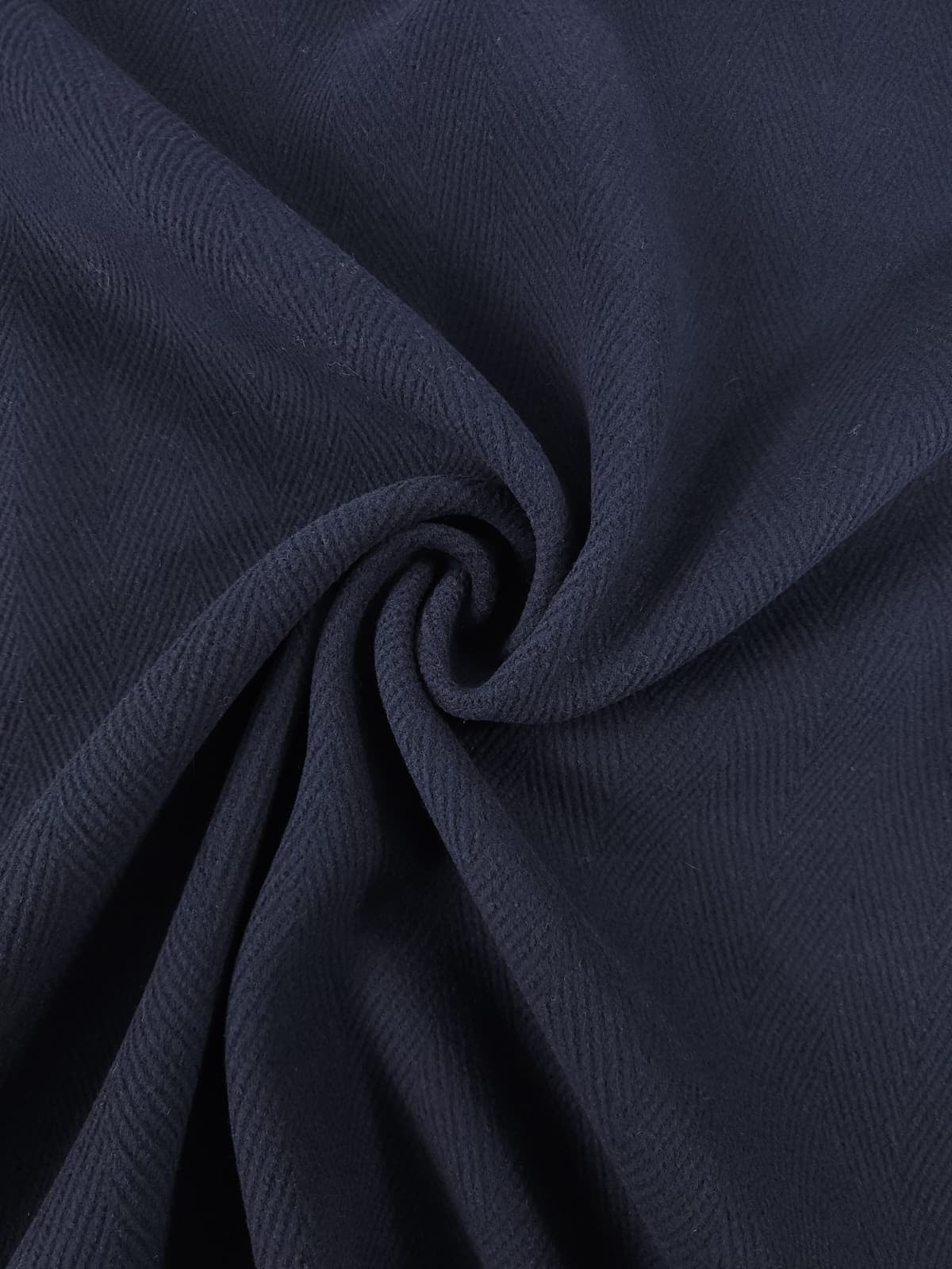 Navy Herringbone Virgin Wool