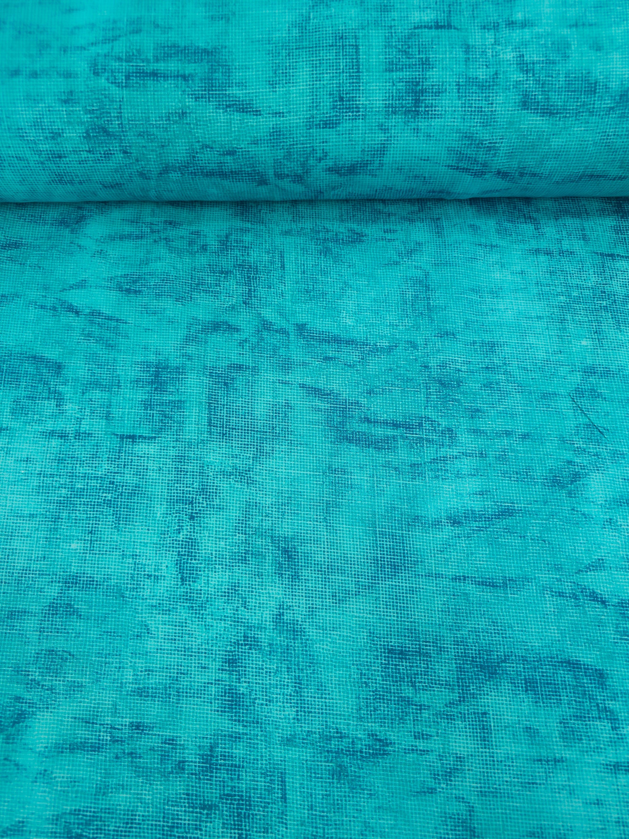 Turquoise/Teal Washed Grid 100% Cotton 102" - Robert Kaufman *EXTRA WIDE*