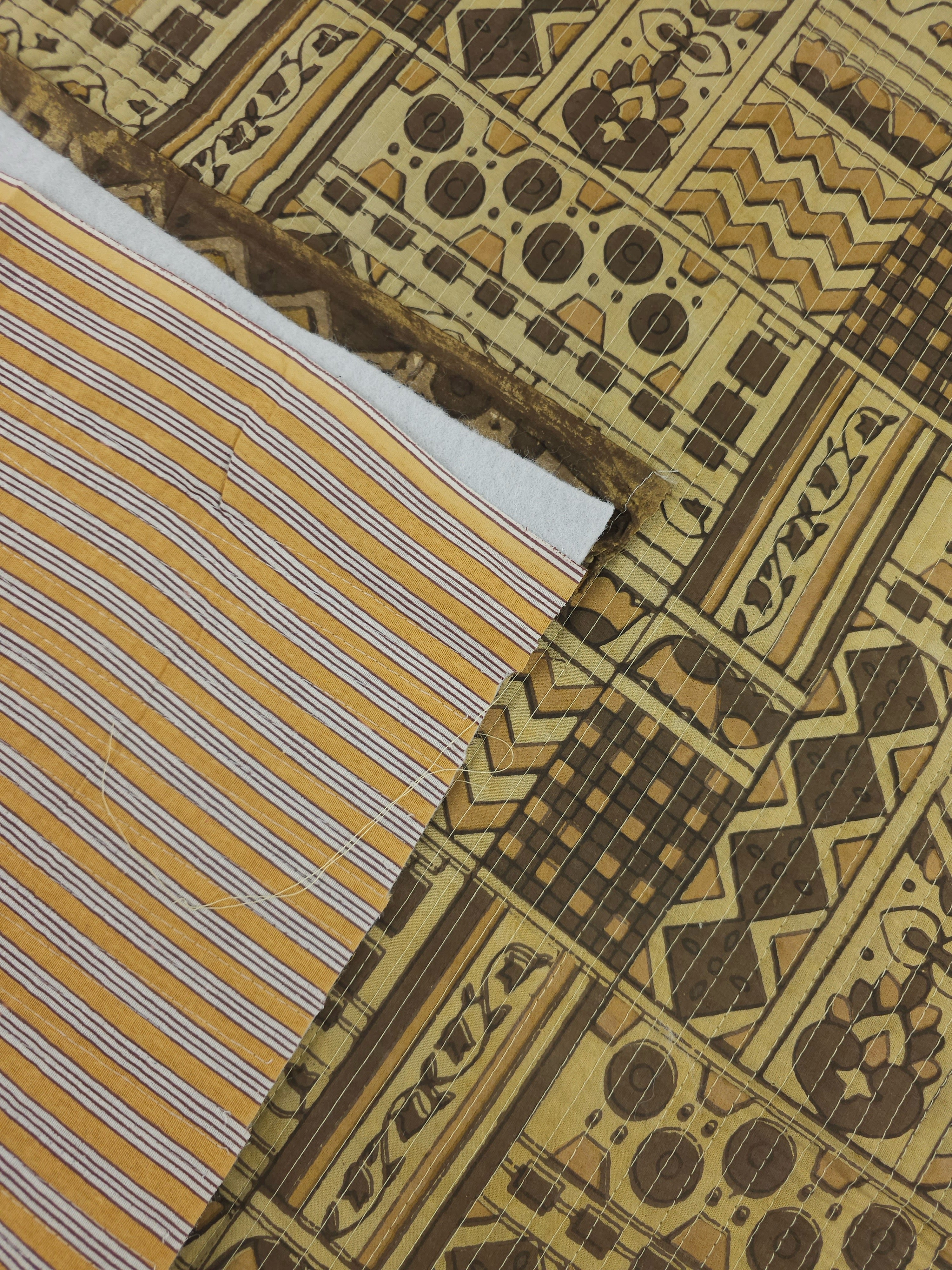 Moss Vintage Abstract Shapes Quilted Block Print