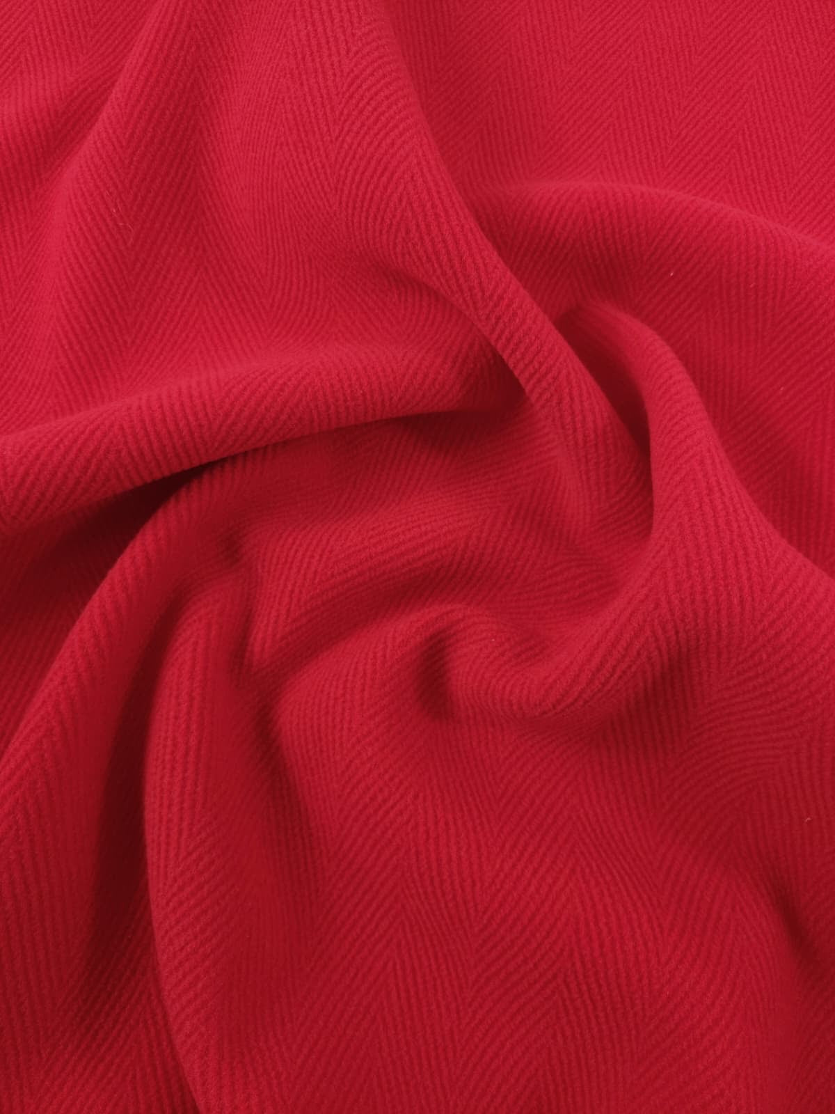 Red Herringbone Virgin Wool