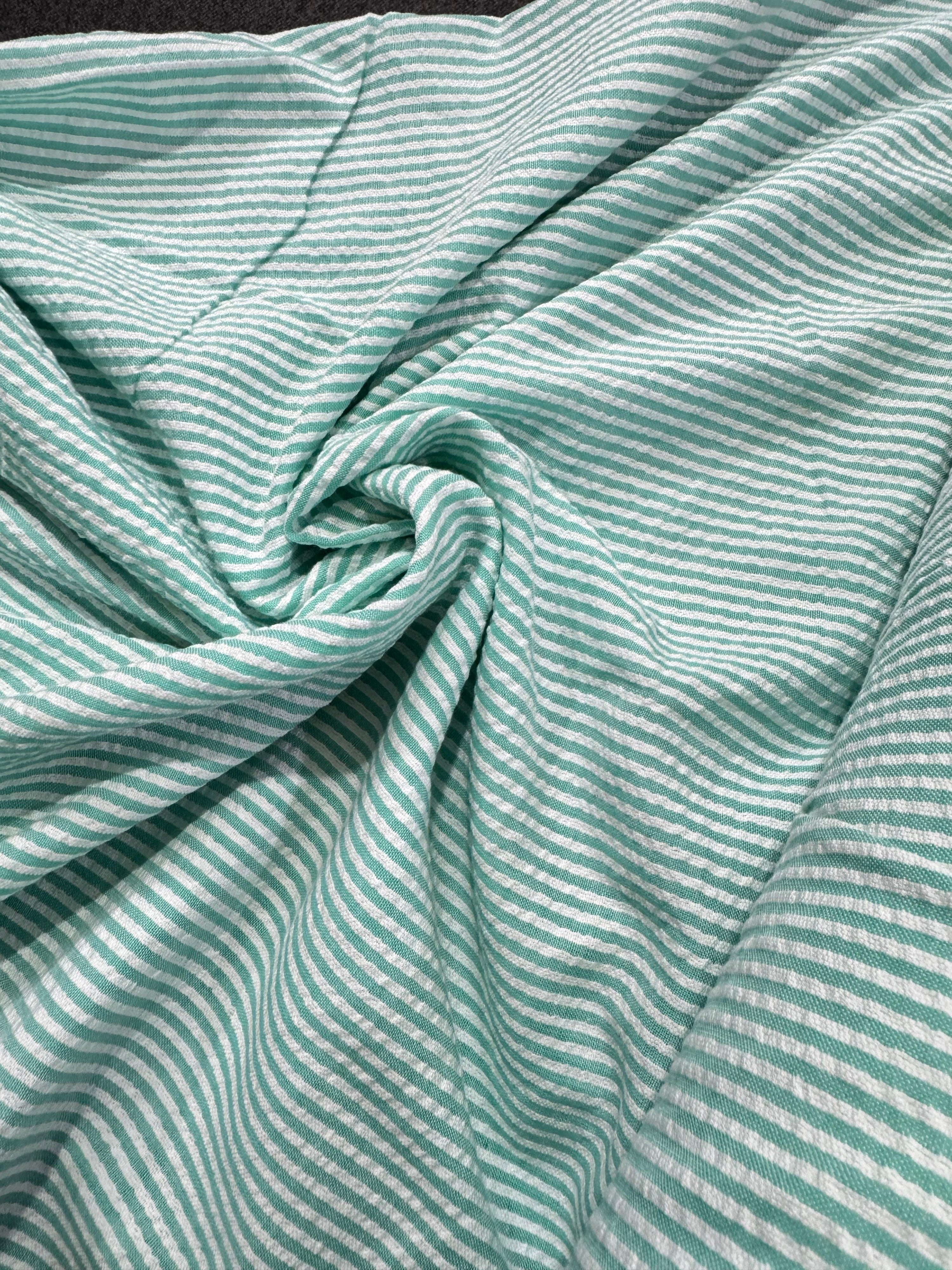 Mint Green Stripe Cotton SeerSucker *PRE ORDER*