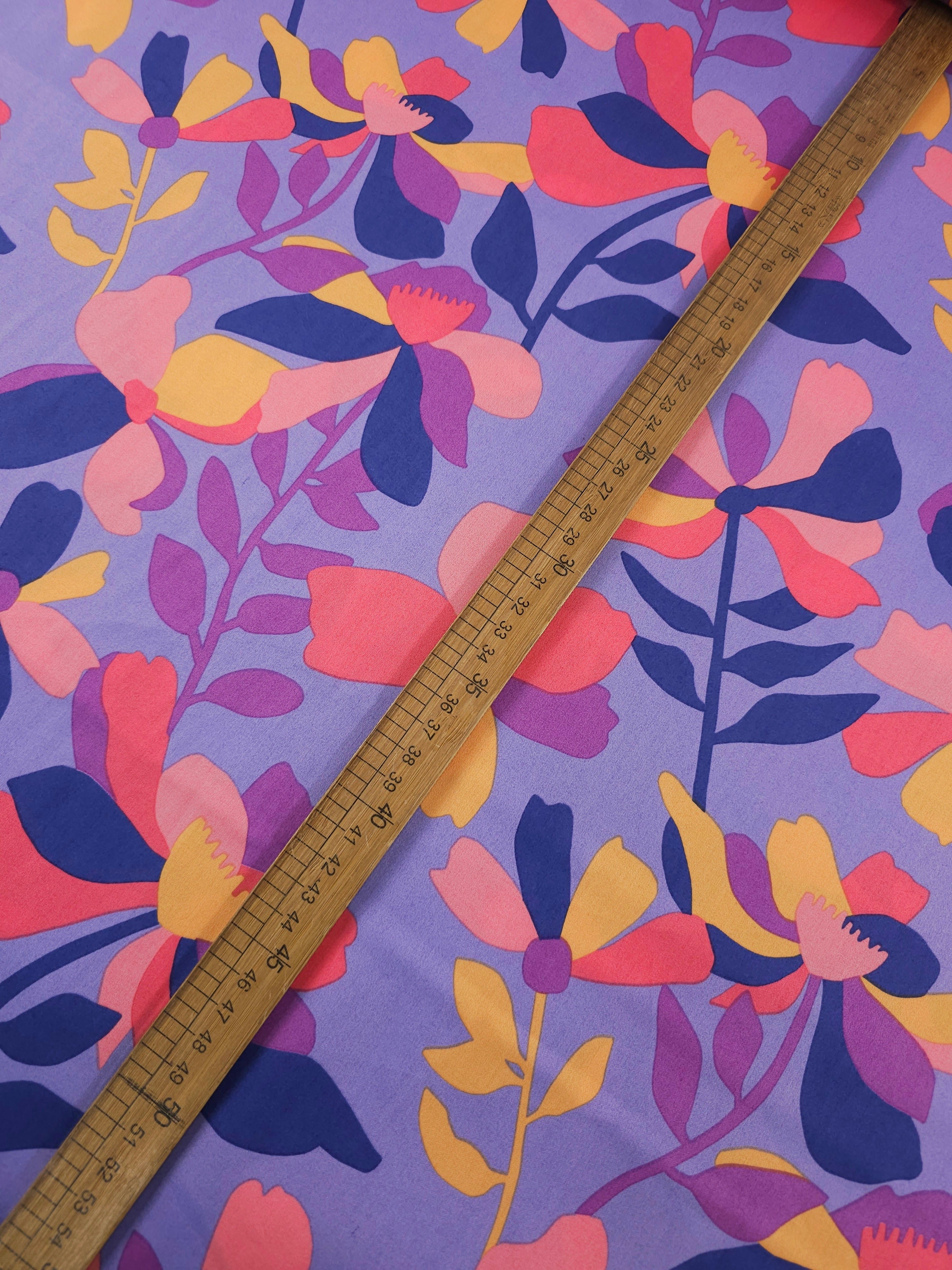 Lavender Purple Cloverdale Floral Cotton Sateen 60"