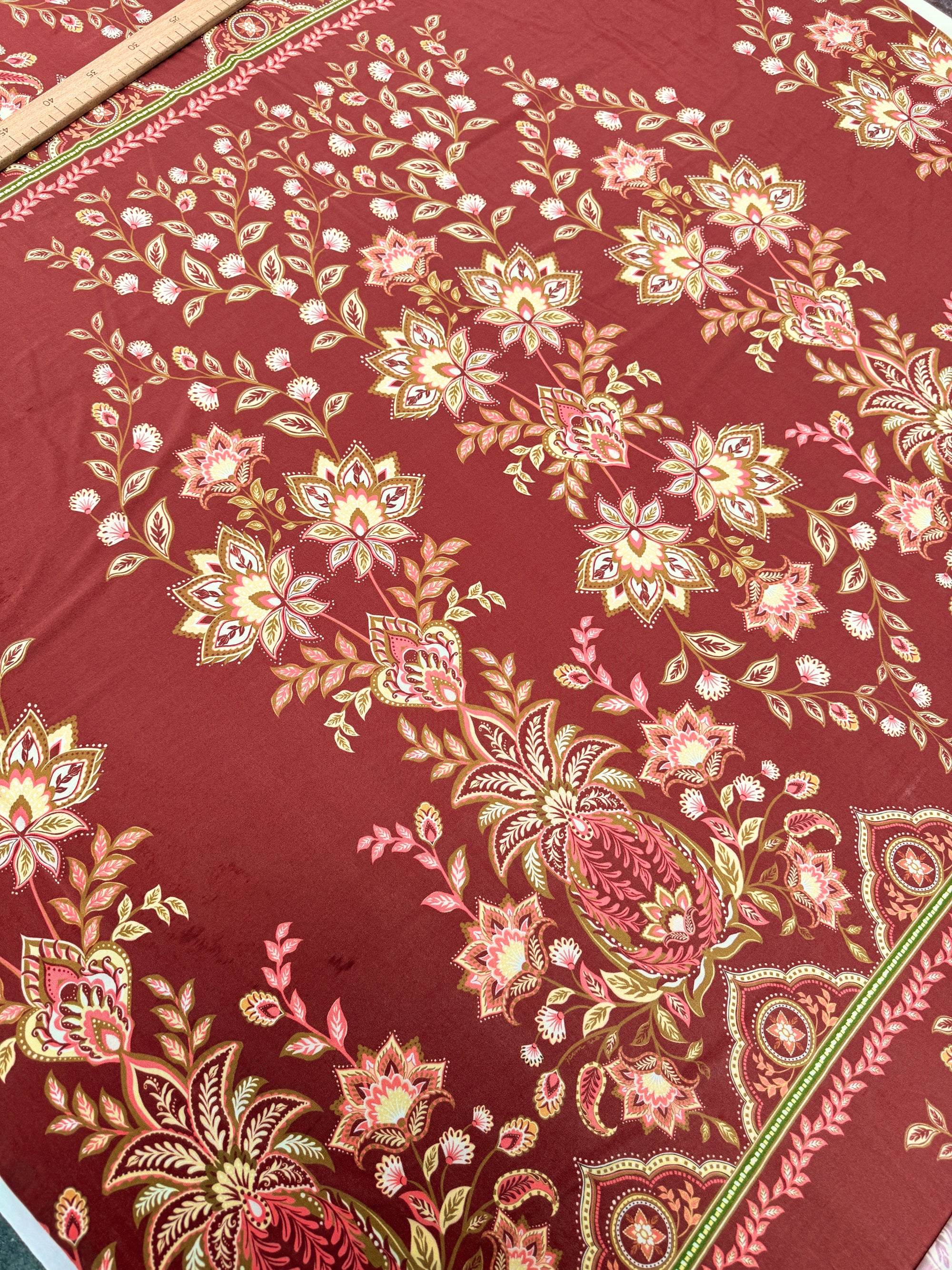 *PRE ORDER* Maroon Tapestry Floral Lightweight Rayon Jersey