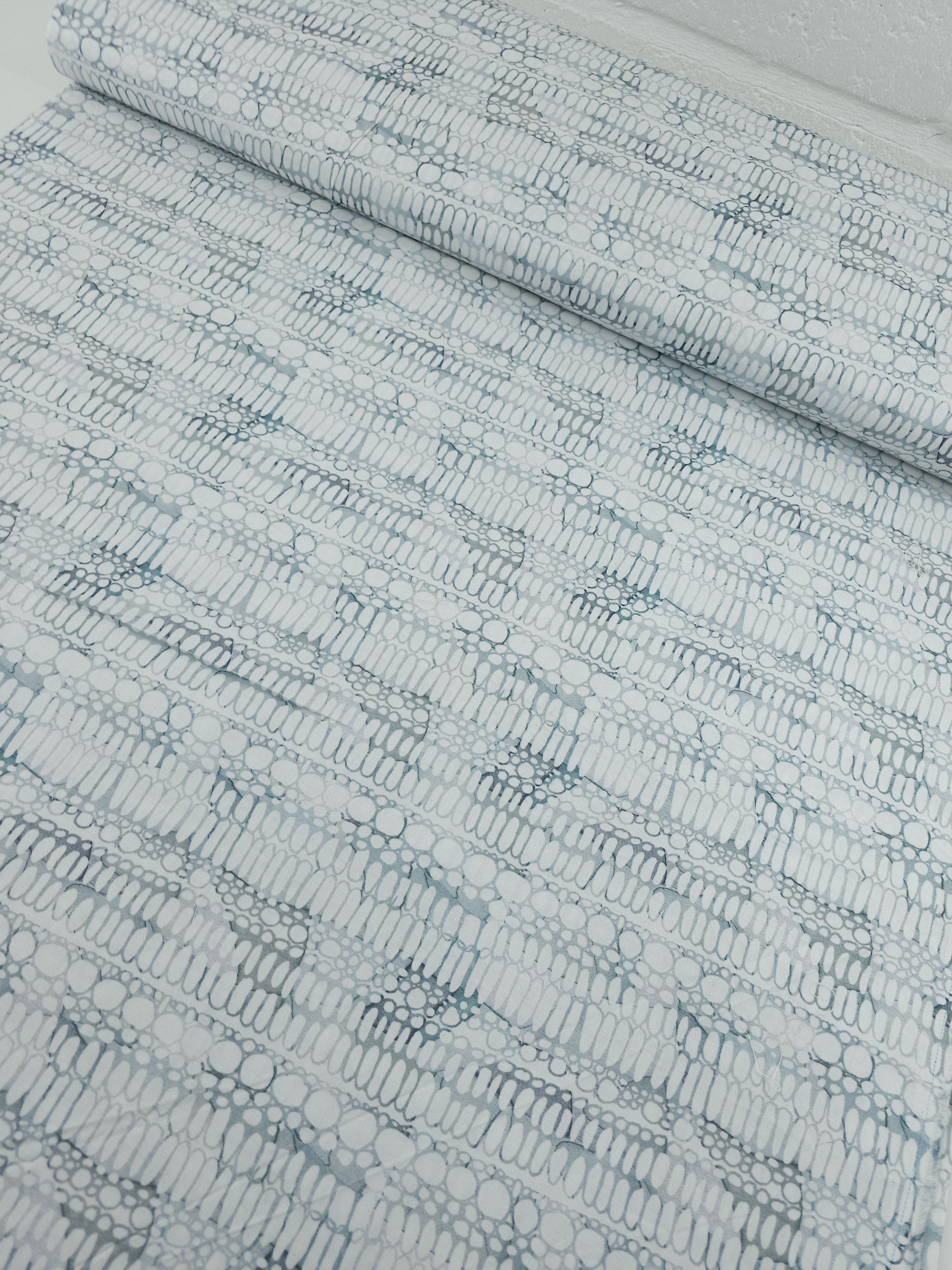White/Grey Pebble Abstract 100% Cotton 106" - Shell Rummel *EXTRA WIDE*